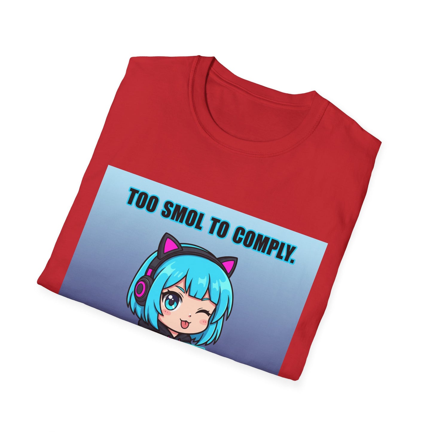Chibi Hacker T-Shirt – “Too Smol to Comply” | Cute Cyberpunk Gamer Graphic Tee