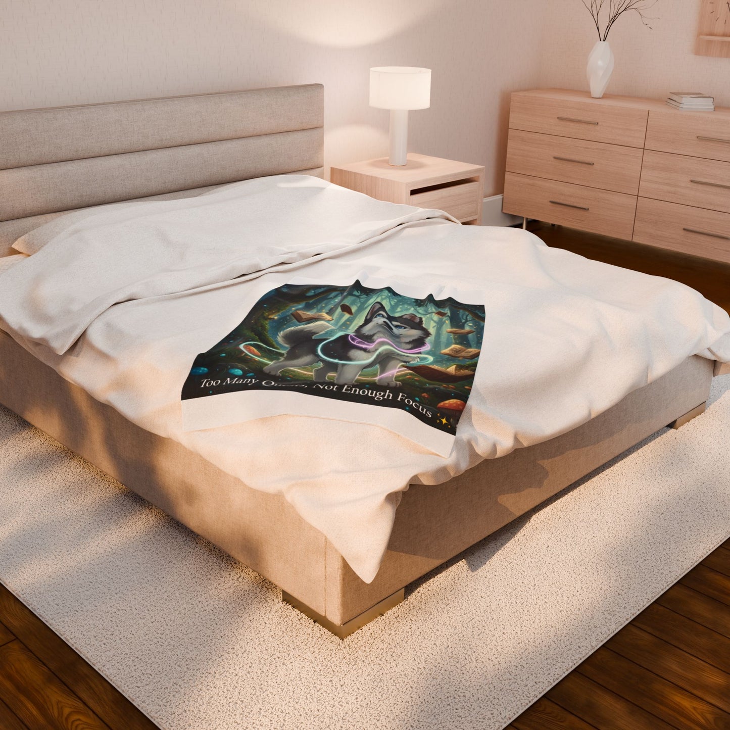 Too Many Quests Blanket | Fantasy Husky Gamer Blanket
