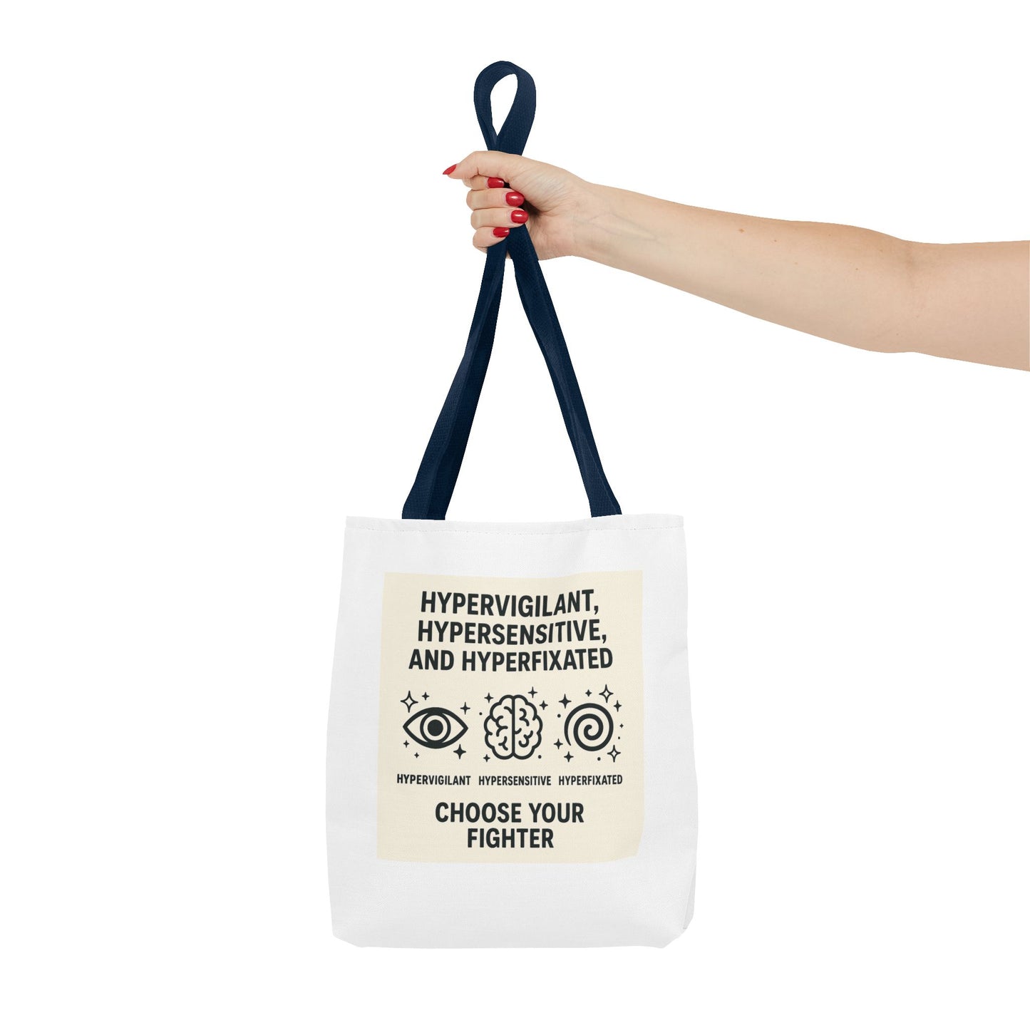 Hypervigilant Tote Bag - Choose Your Fighter, Eco-Friendly Bag, Gift for Mental Health Awareness, Adjustable Shoulder Bag
