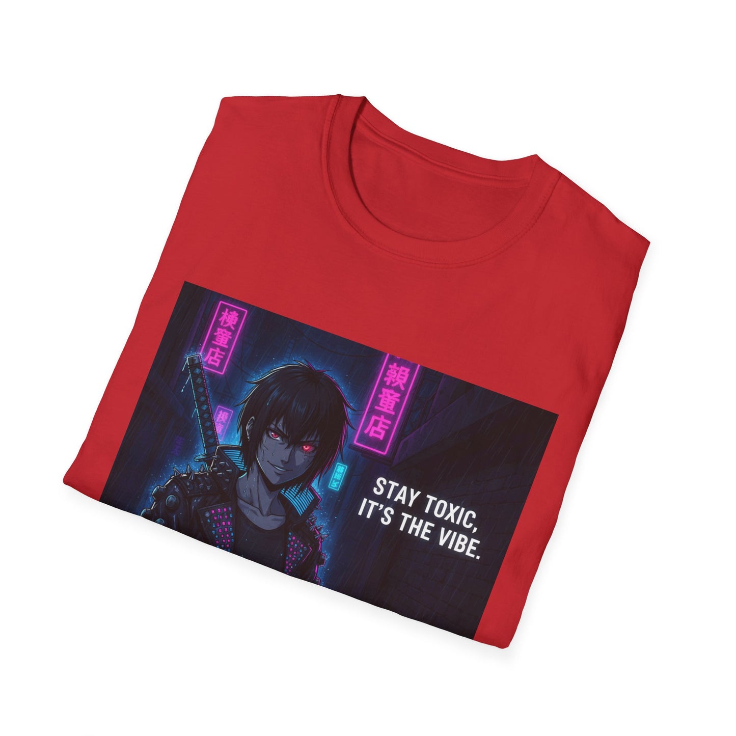 Cyberpunk Samurai T-Shirt – “Stay Toxic, It’s the Vibe” | Dark Anime Streetwear Graphic Tee