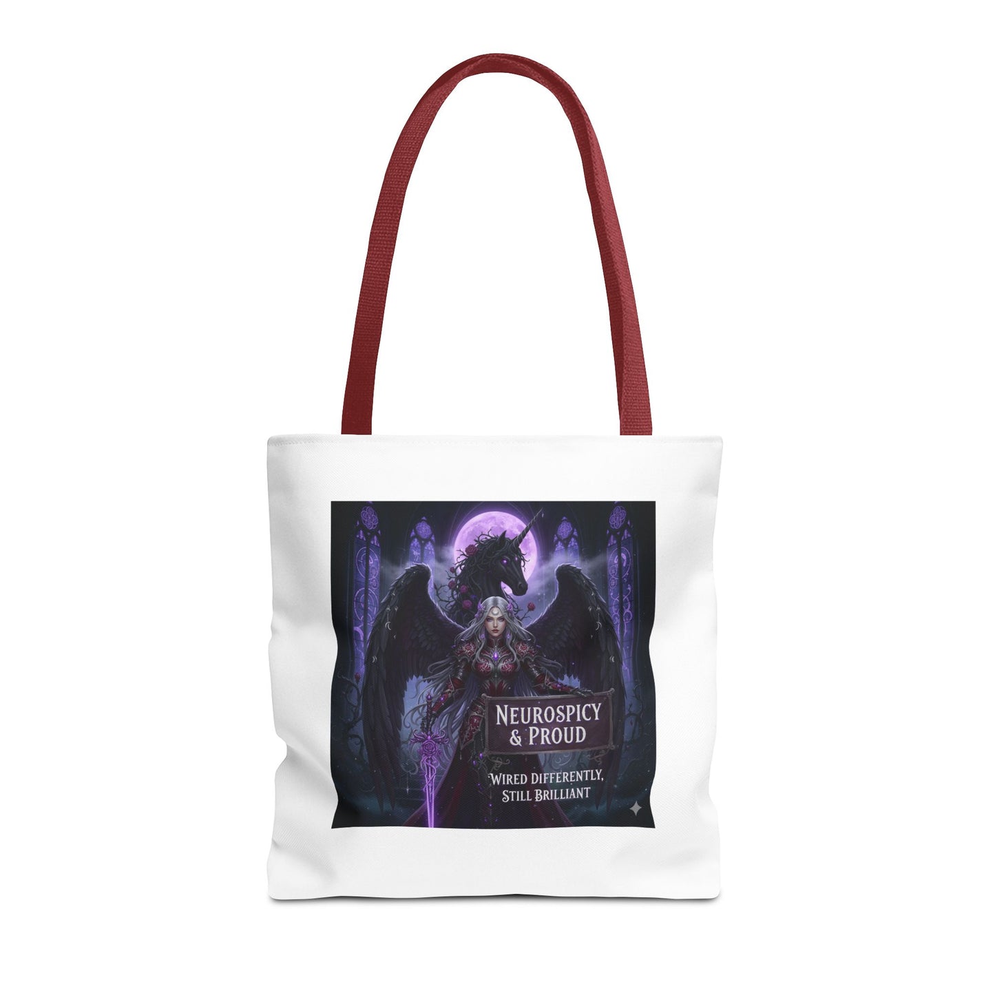Empowering Gothic Fantasy Tote Bag – Angelic Warrior Artwork