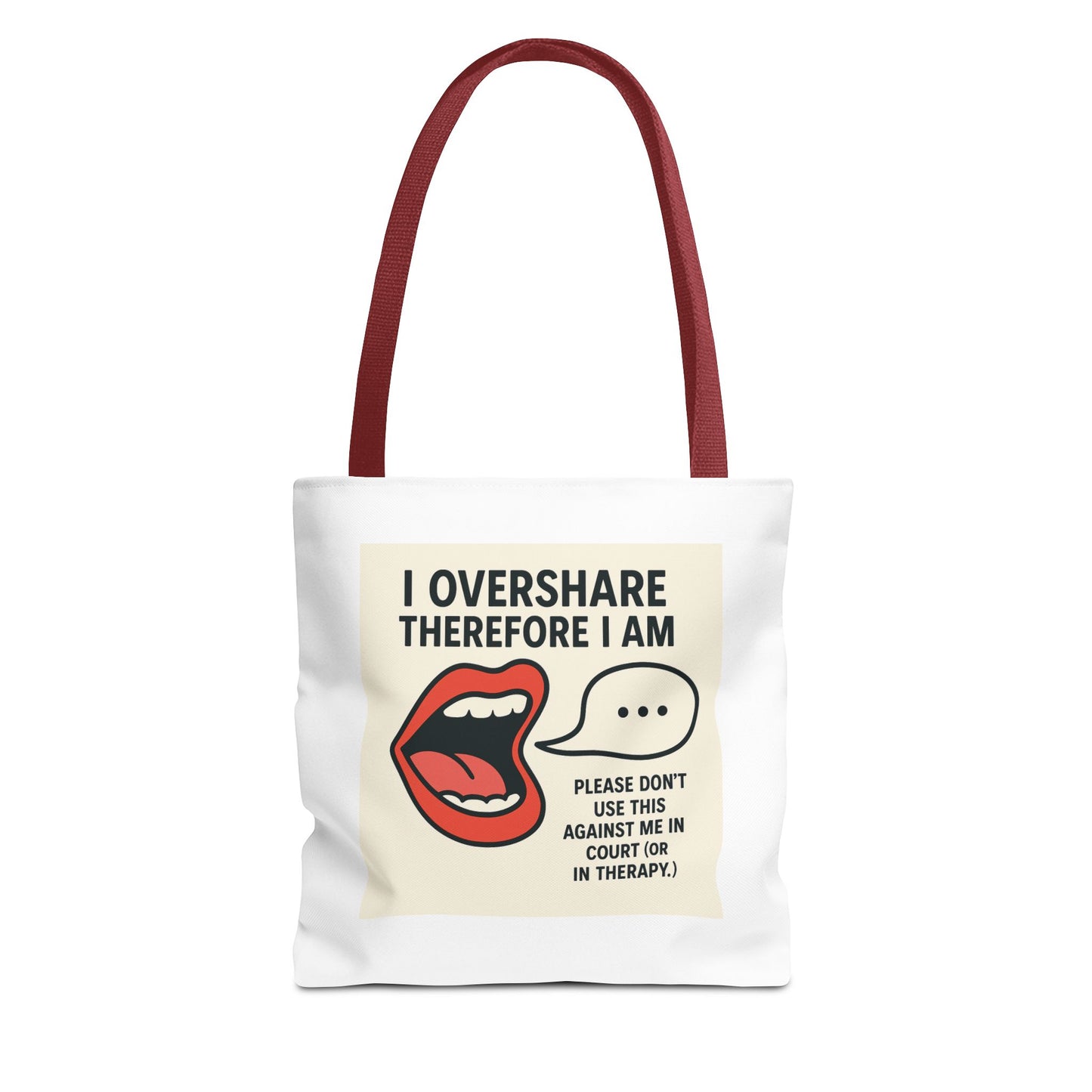 Overshare Tote Bag - Fun Therapist Gift, Cute Eco-Friendly Shopping Bag, Quirky Daily Companion, Unique Gift for Friends, Self-Care Reminder