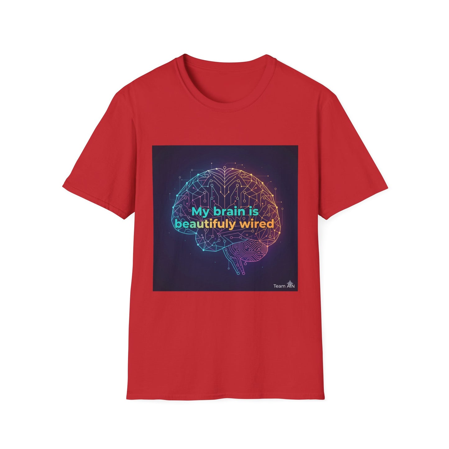 "My Brain Is Beautifully Wired" Neurodiversity T-Shirt – Circuit Brain Design on White Tee