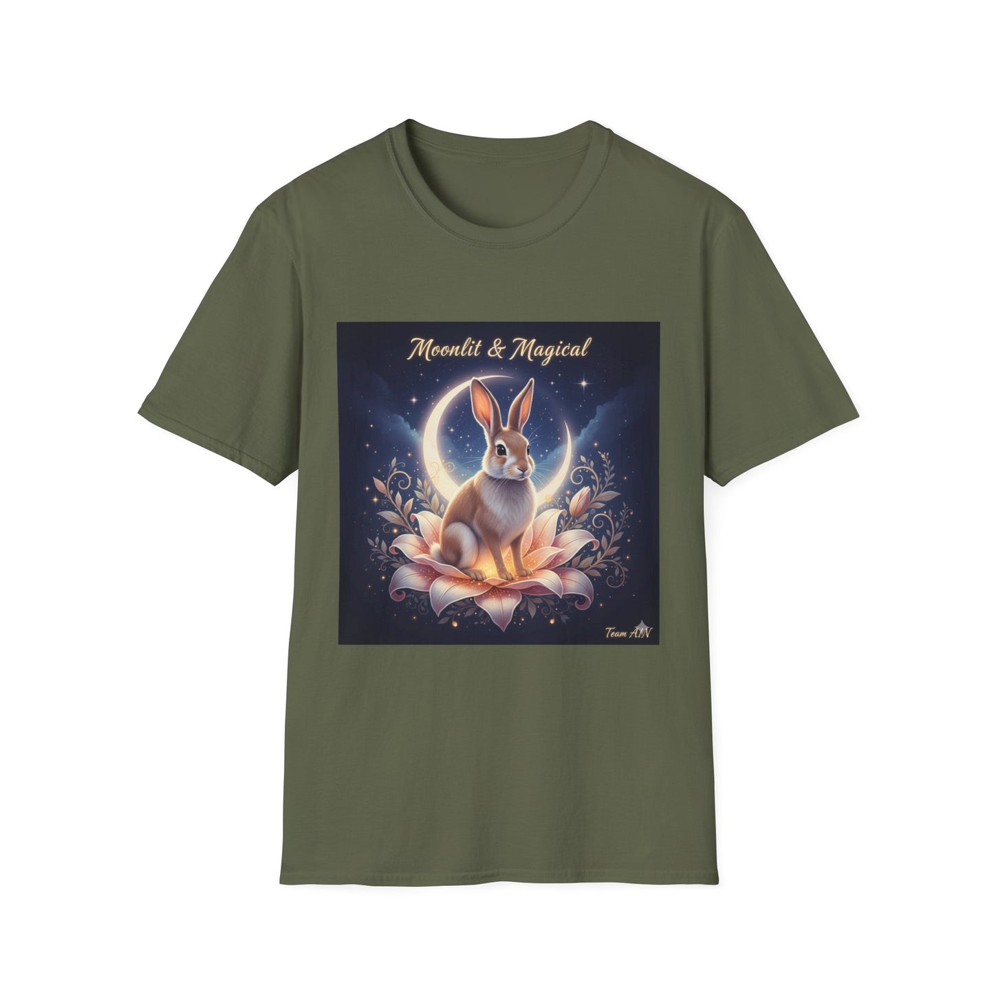 Moonlit & Magical Rabbit Unisex T-Shirt, Cute Rabbit Tee, Gift for Animal Lovers, Casual Wear, Nature Enthusiasts, Birthday Gift