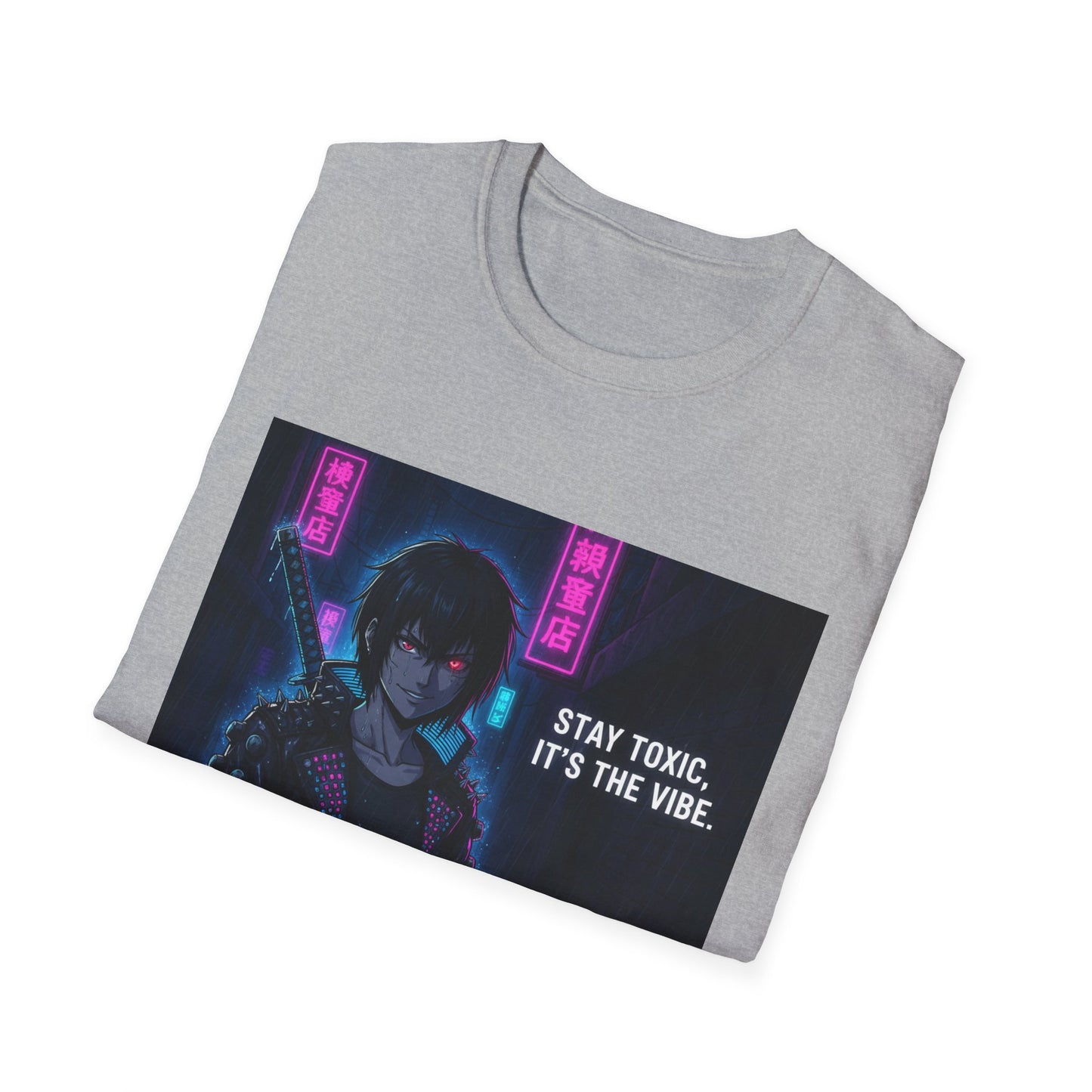 Cyberpunk Samurai T-Shirt – “Stay Toxic, It’s the Vibe” | Dark Anime Streetwear Graphic Tee
