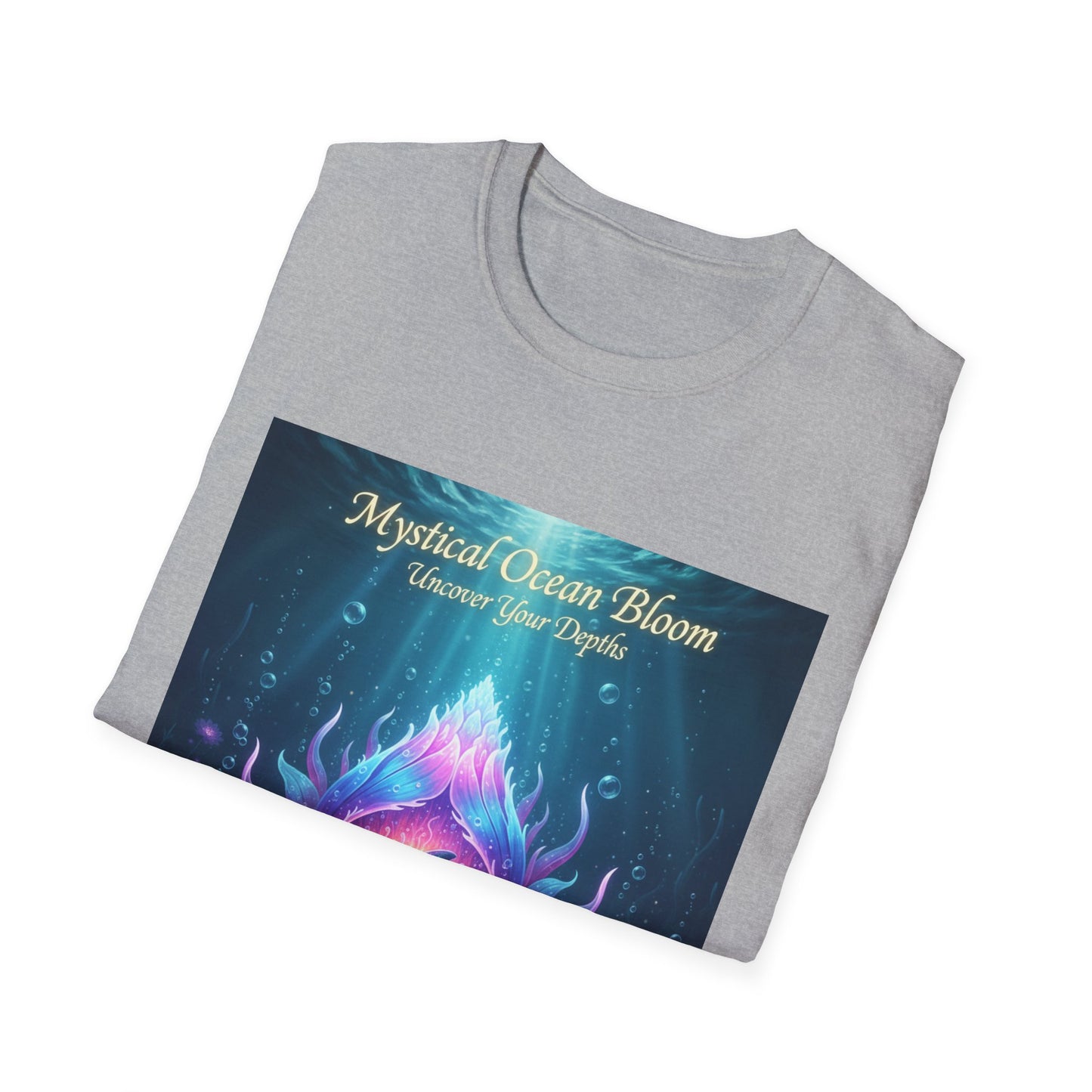 Mystical Ocean Bloom Unisex T-Shirt, Spiritual Tee, Ocean Lover Gift, Meditation Shirt, Eco-Friendly Apparel, Trendy Graphic Top
