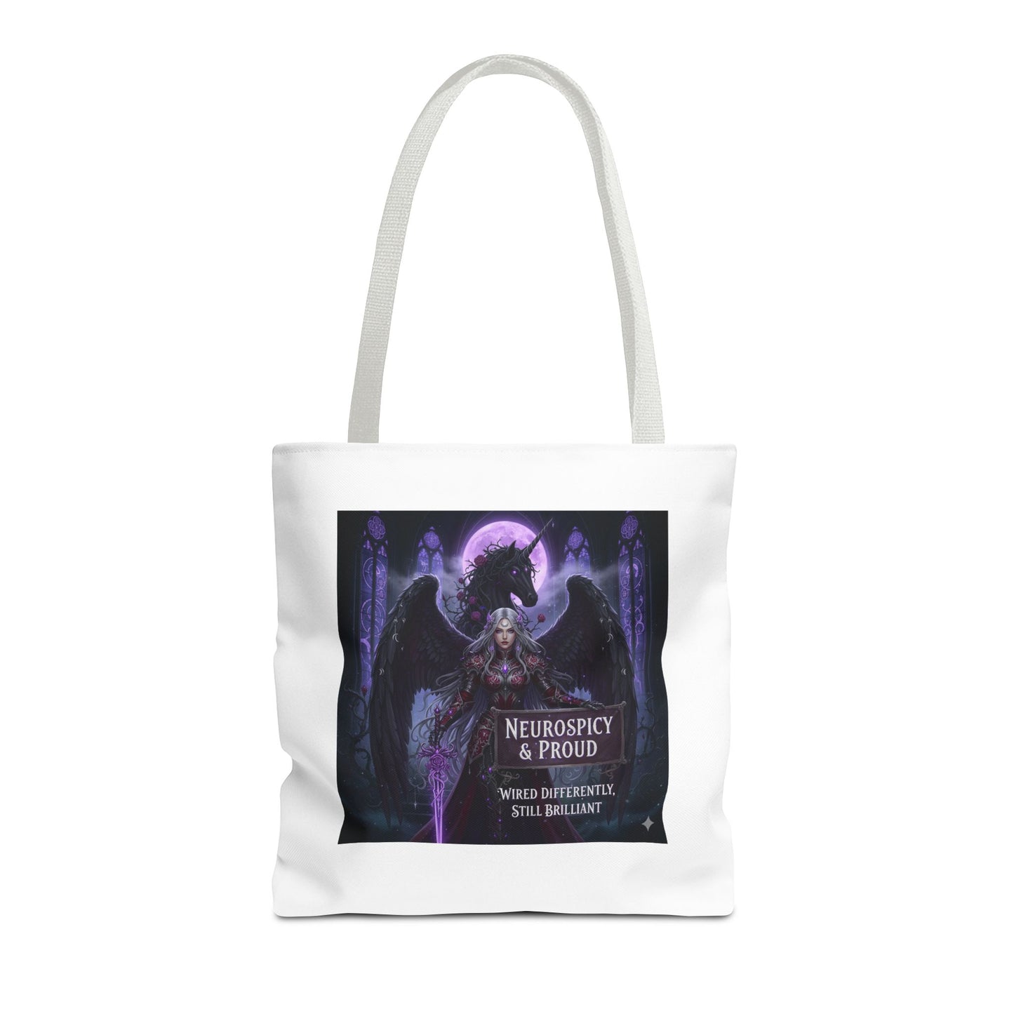 Empowering Gothic Fantasy Tote Bag – Angelic Warrior Artwork