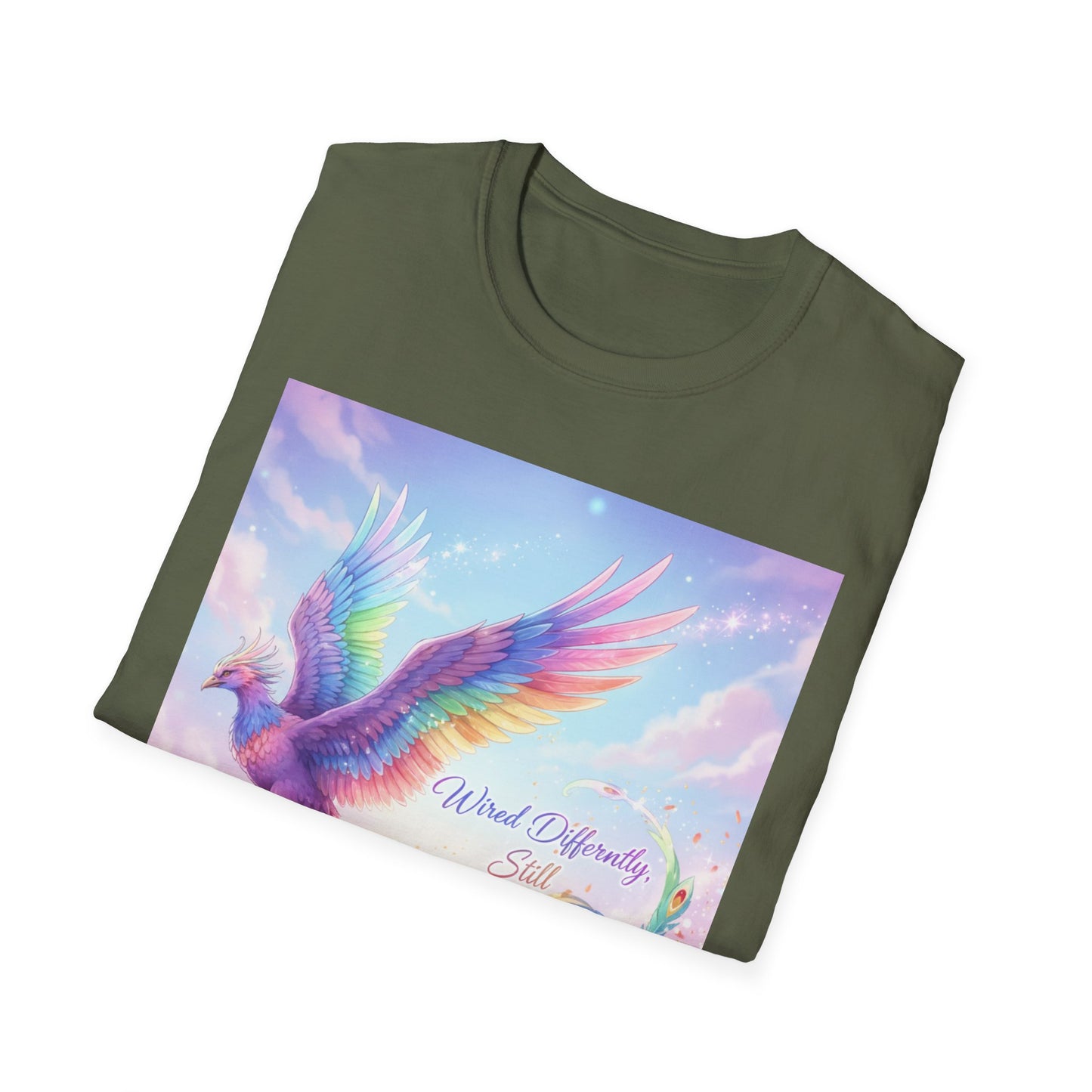 Wired Differently Still Brilliant T-Shirt | ADHD Autism Pride Tee, Rainbow Phoenix Anime Top, Neurospicy Fantasy Shirt”