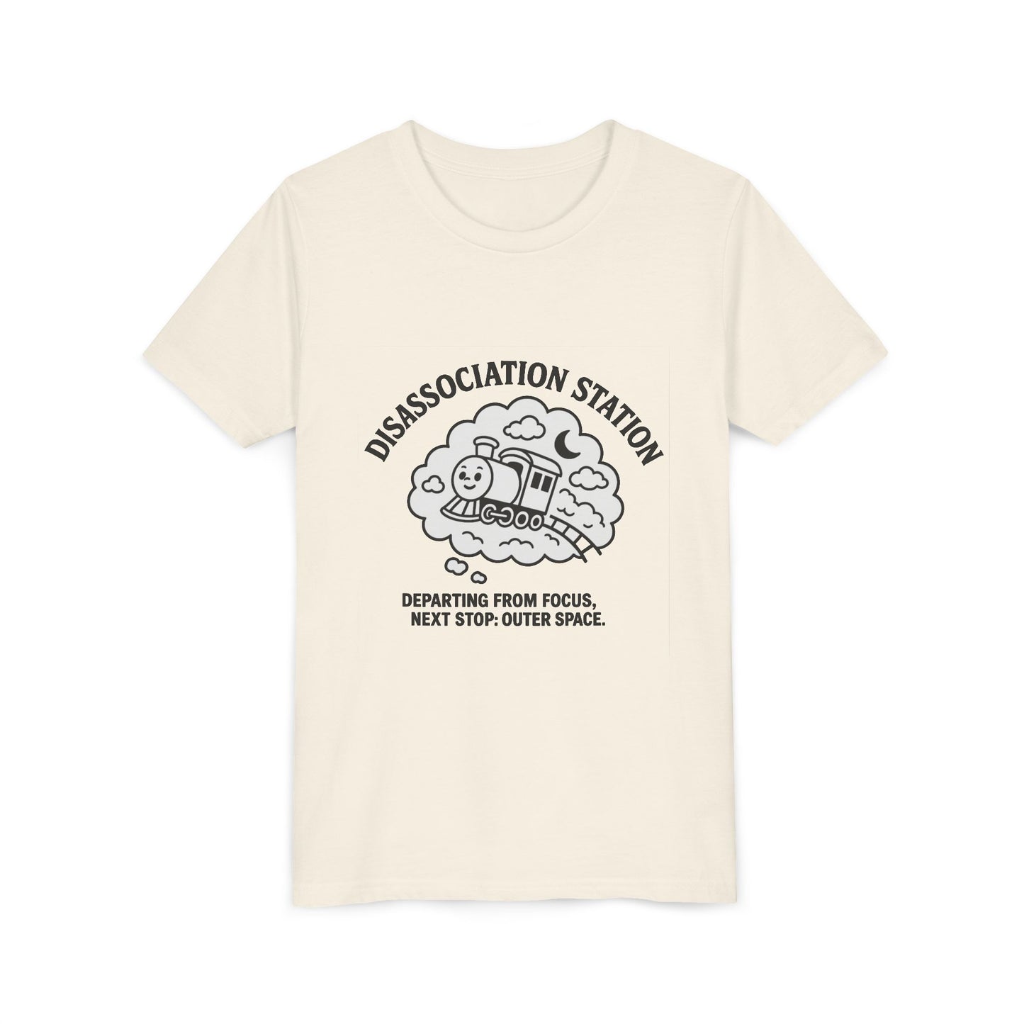 Disassociation Station Kids Tee - Fun Train Graphic, Youth Short Sleeve Shirt, Gift for Kids, Casual Everyday Wear, Cool Summer Top