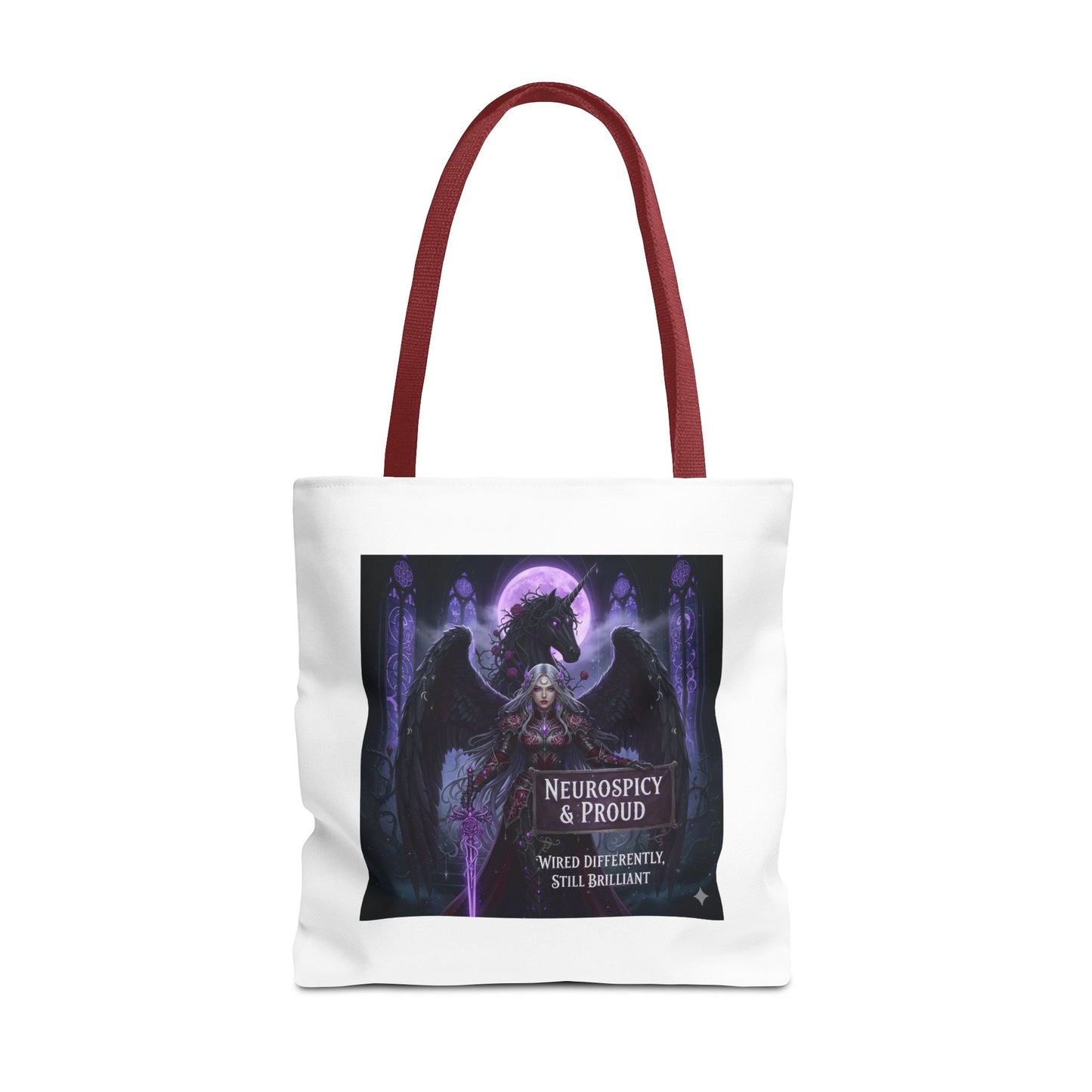Empowering Gothic Fantasy Tote Bag – Angelic Warrior Artwork