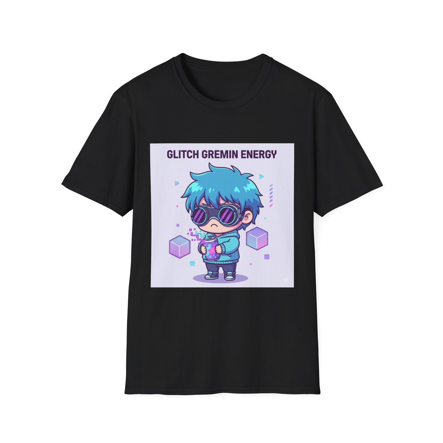 Chibi Cyberpunk T-Shirt – “Glitch Gremlin Energy” | Cute Gamer Streetwear Graphic Tee