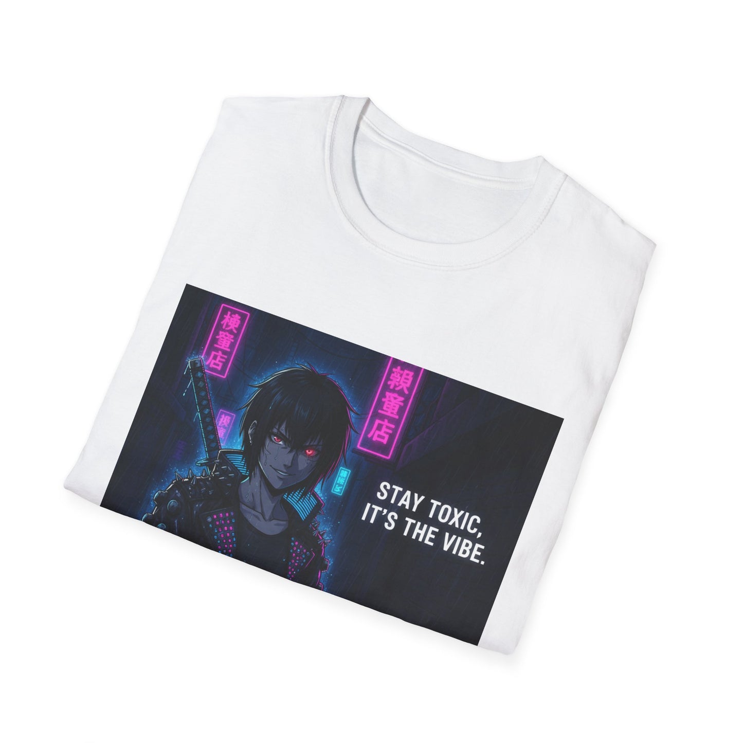 Cyberpunk Samurai T-Shirt – “Stay Toxic, It’s the Vibe” | Dark Anime Streetwear Graphic Tee
