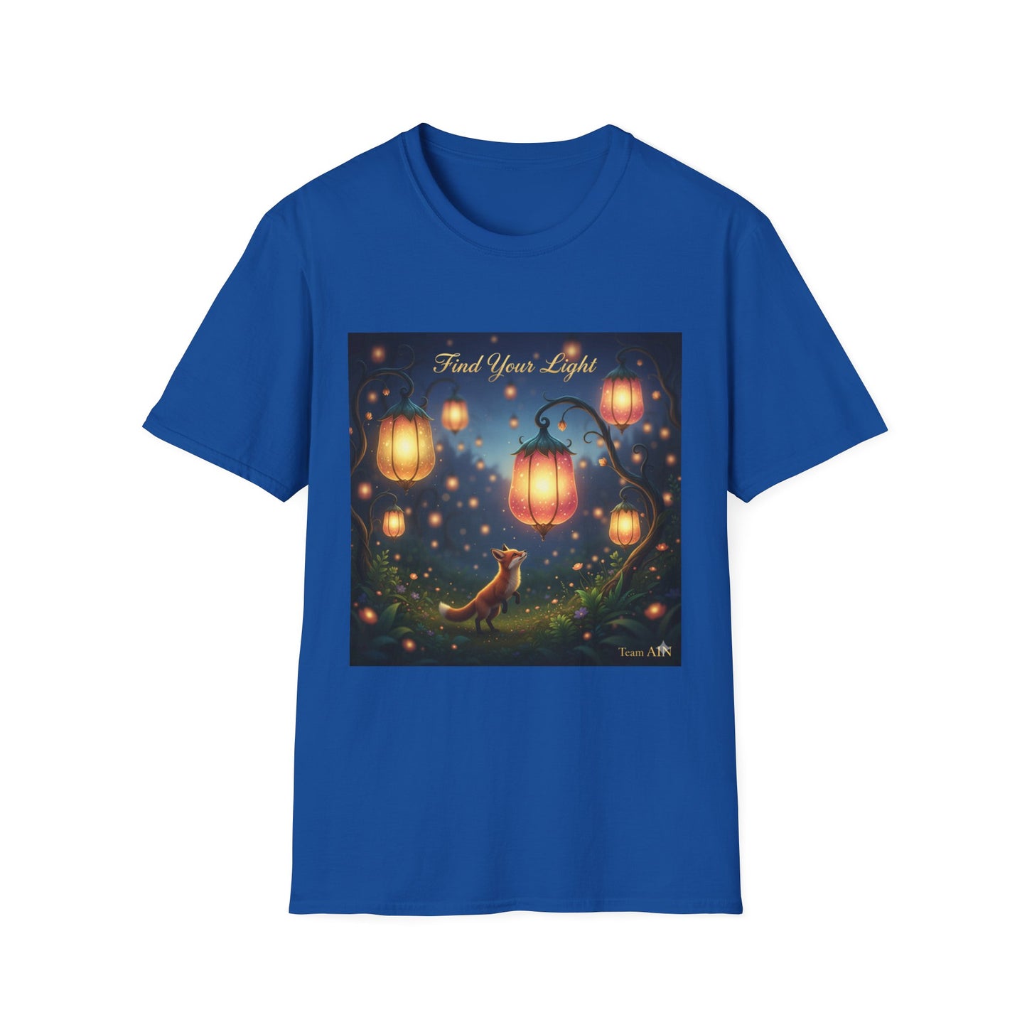 Enchanting 'Find Your Light' Unisex Softstyle T-Shirt, Inspirational Tee, Nature Lover Gift, Cozy Casual Wear, Lantern Art Shirt