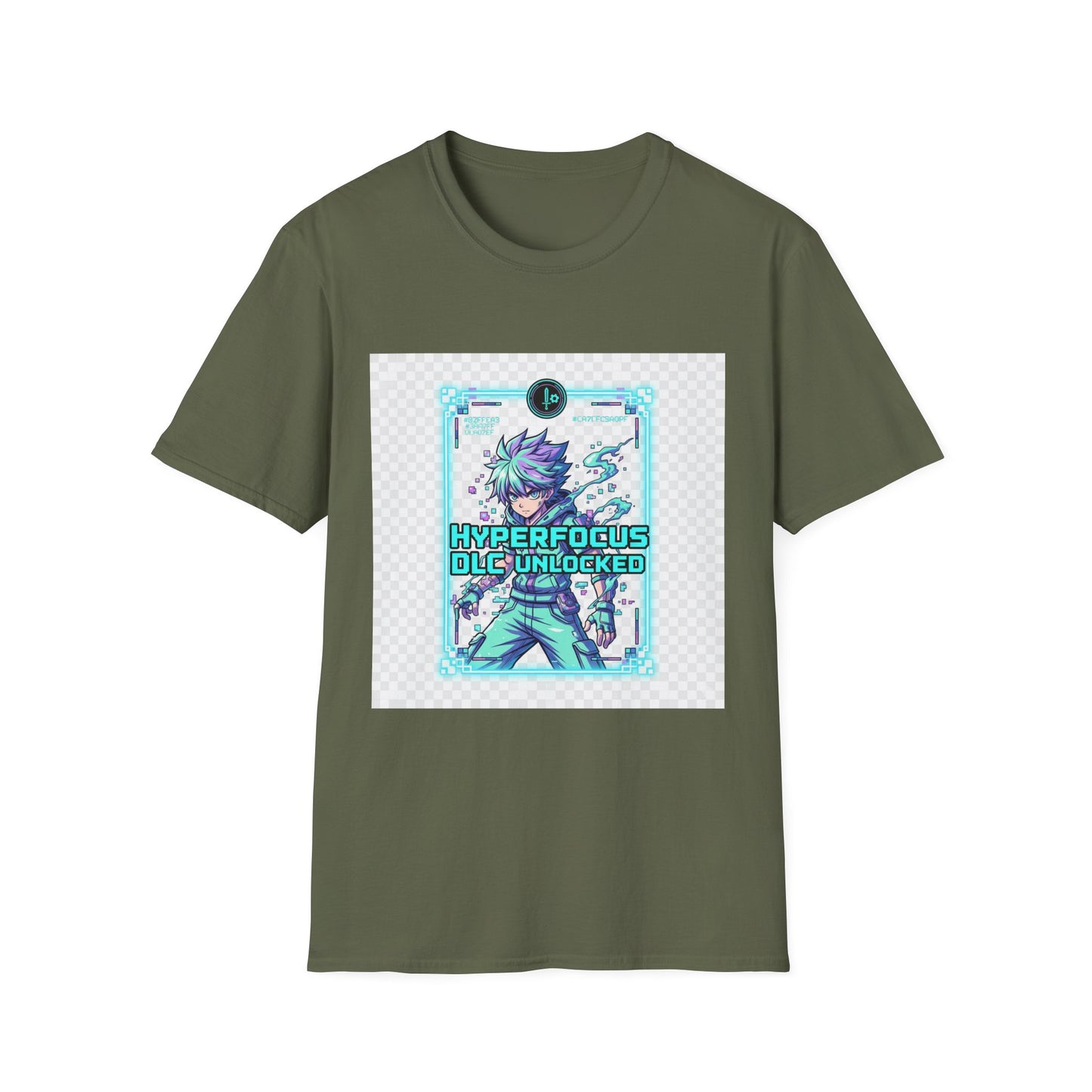 Cyberpunk Anime T-Shirt – Glitchcore Blue Neon Tee | Neurospicy Gamer Shirt, Otaku Aesthetic Clothing, Vaporwave Core Top