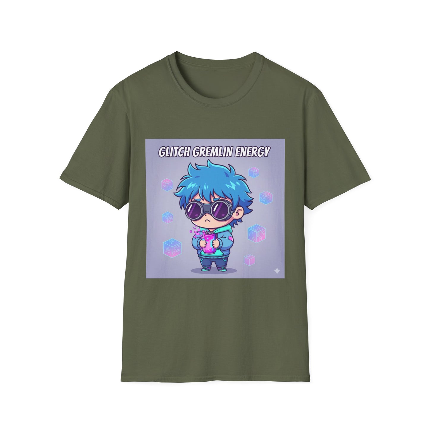 Chibi Gamer T-Shirt – “Glitch Gremlin Energy” | Cute Cyberpunk Streetwear Tee