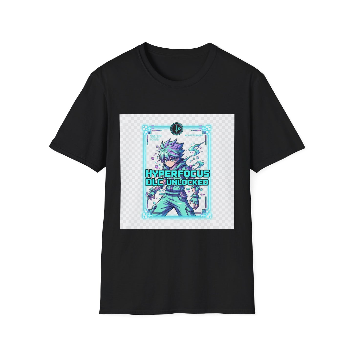 Cyberpunk Anime T-Shirt – Glitchcore Blue Neon Tee | Neurospicy Gamer Shirt, Otaku Aesthetic Clothing, Vaporwave Core Top