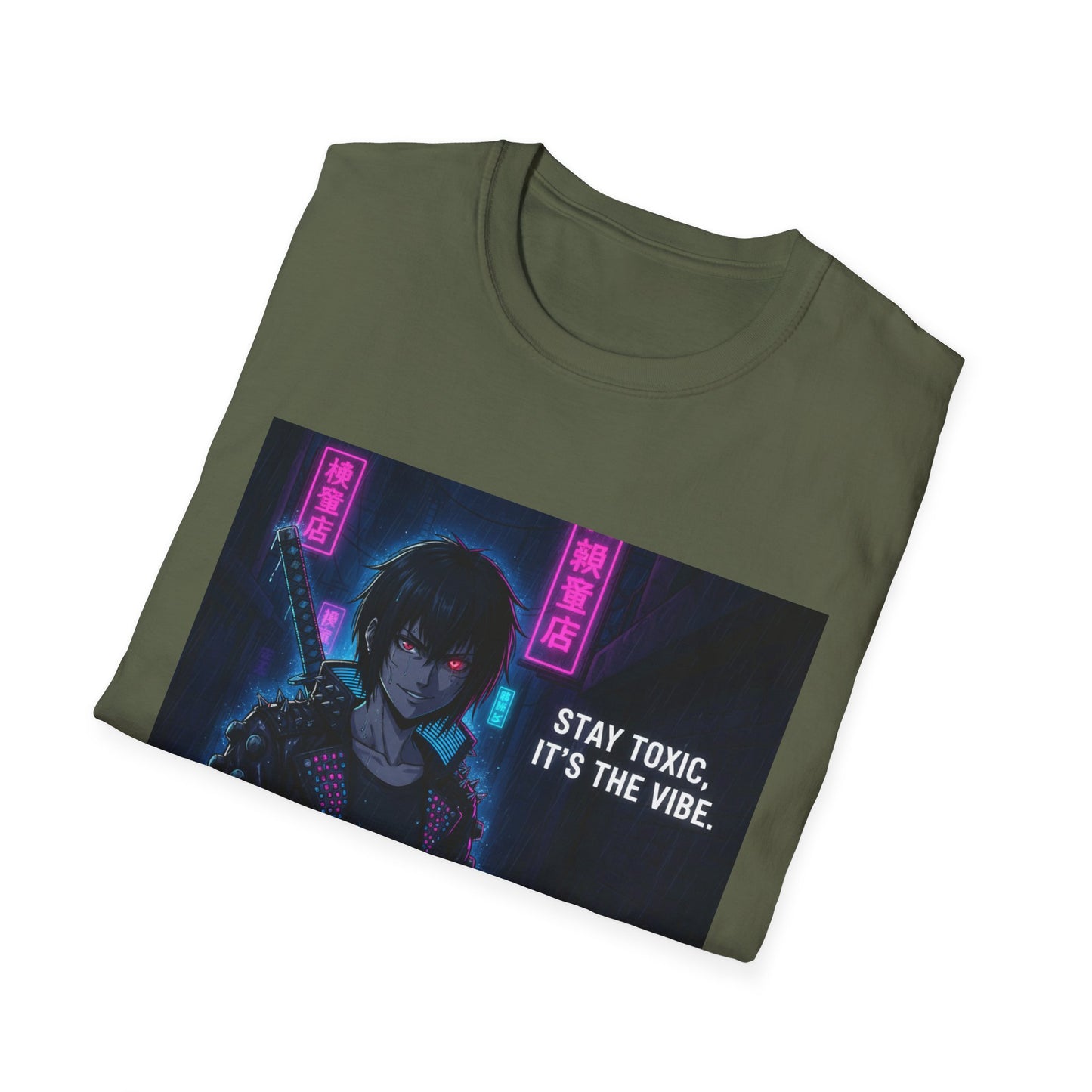 Cyberpunk Samurai T-Shirt – “Stay Toxic, It’s the Vibe” | Dark Anime Streetwear Graphic Tee