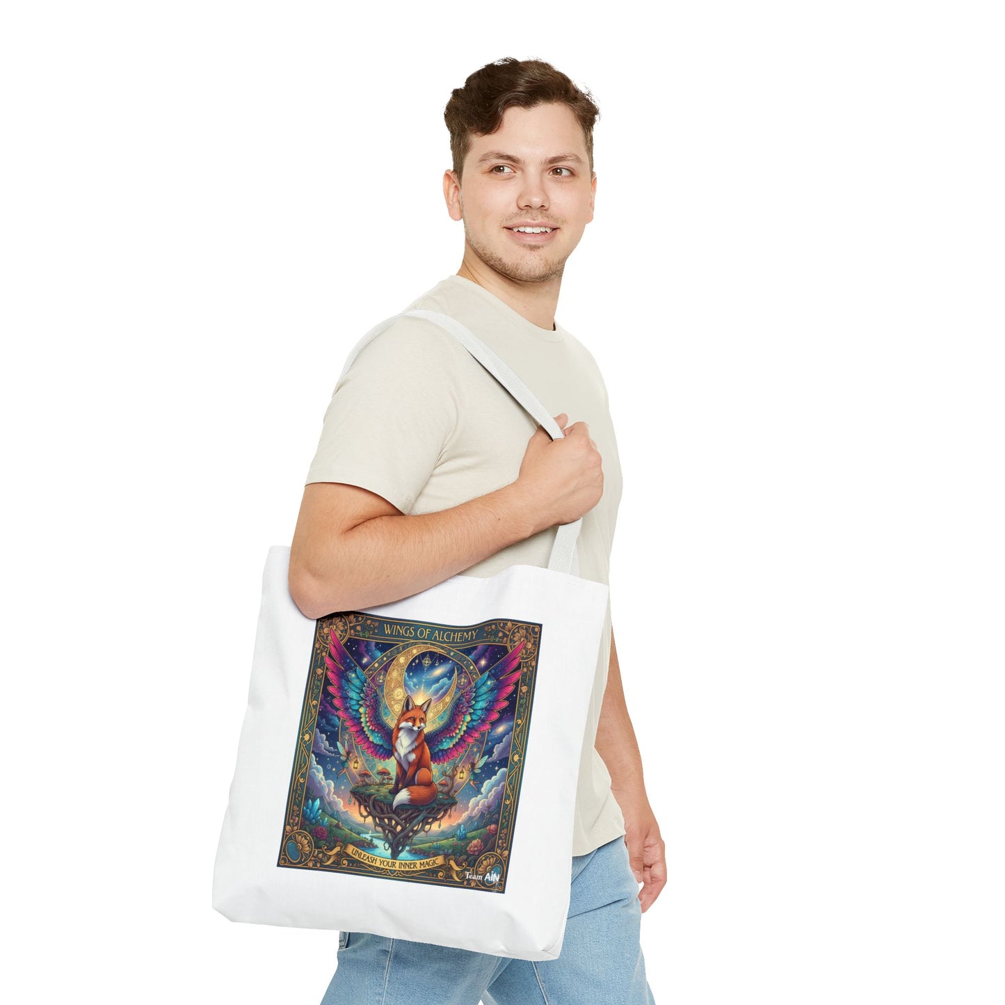 Mystical Fox Alchemy Tote Bag, Magical Art Bag, Eco-Friendly Shopping Tote, Gift for Animal Lovers, Fairy Tale Style