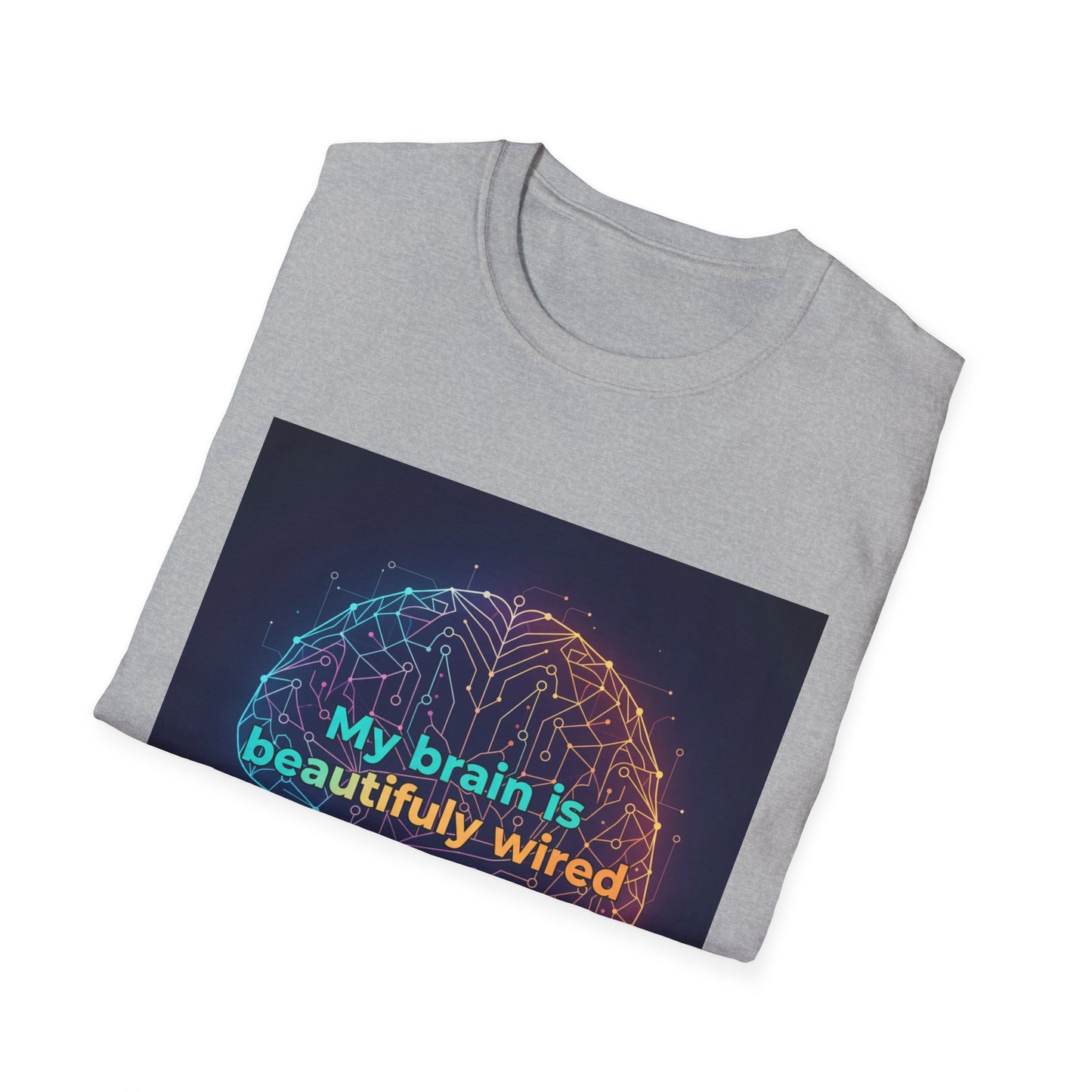 "My Brain Is Beautifully Wired" Neurodiversity T-Shirt – Circuit Brain Design on White Tee