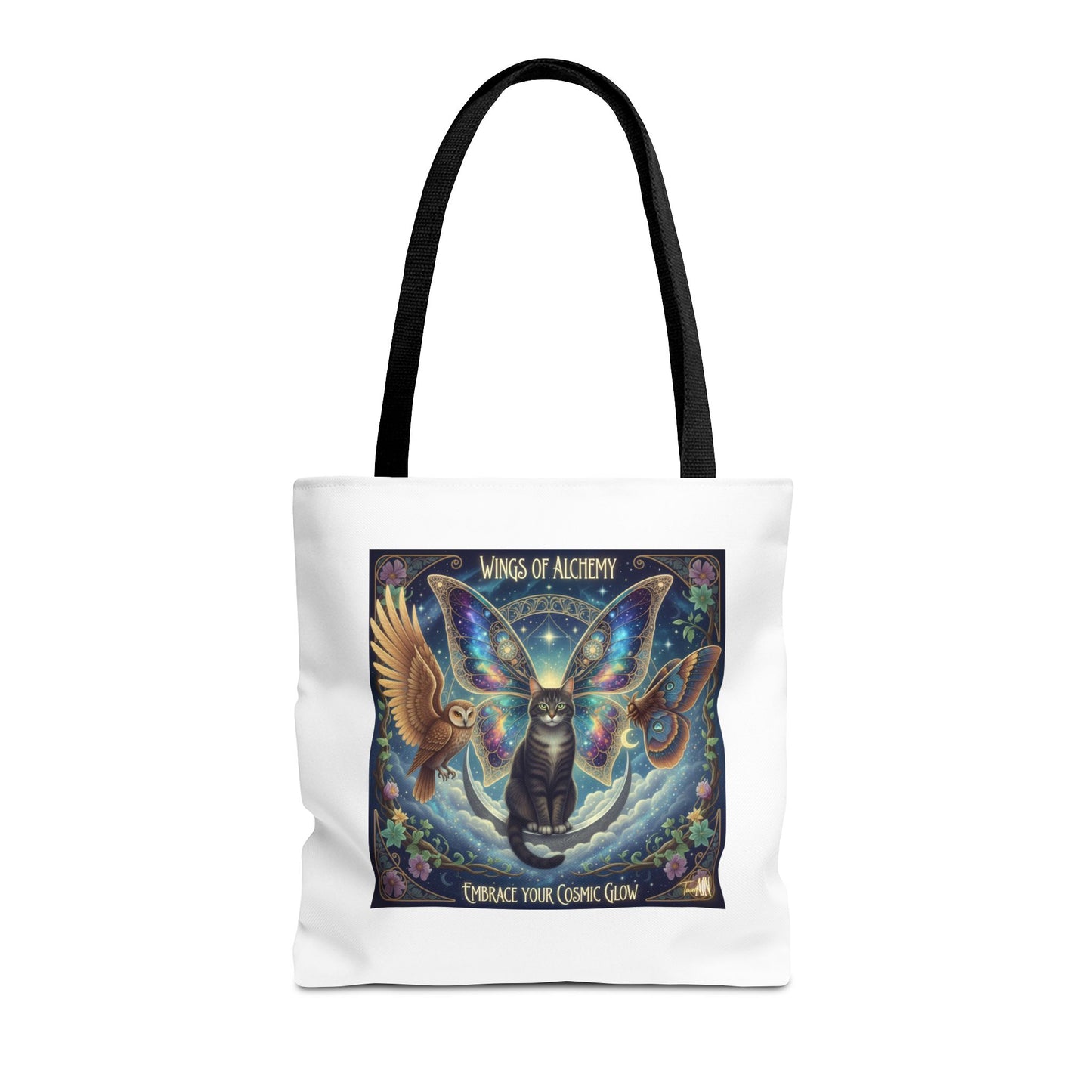 Mystical Cat Tote Bag - Wings of Alchemy, Perfect for Gifts, Shopping, Eco-Friendly Use, Festival Companion, Art Lovers