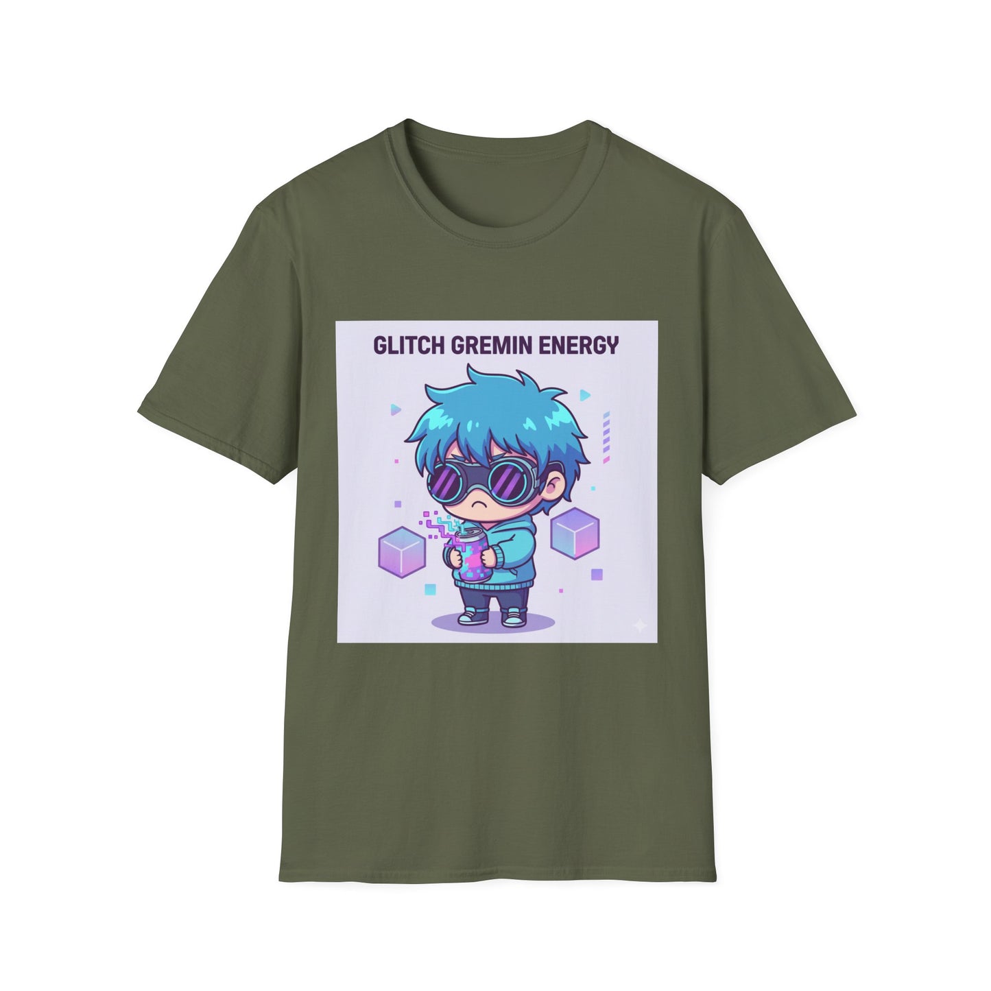 Chibi Cyberpunk T-Shirt – “Glitch Gremlin Energy” | Cute Gamer Streetwear Graphic Tee