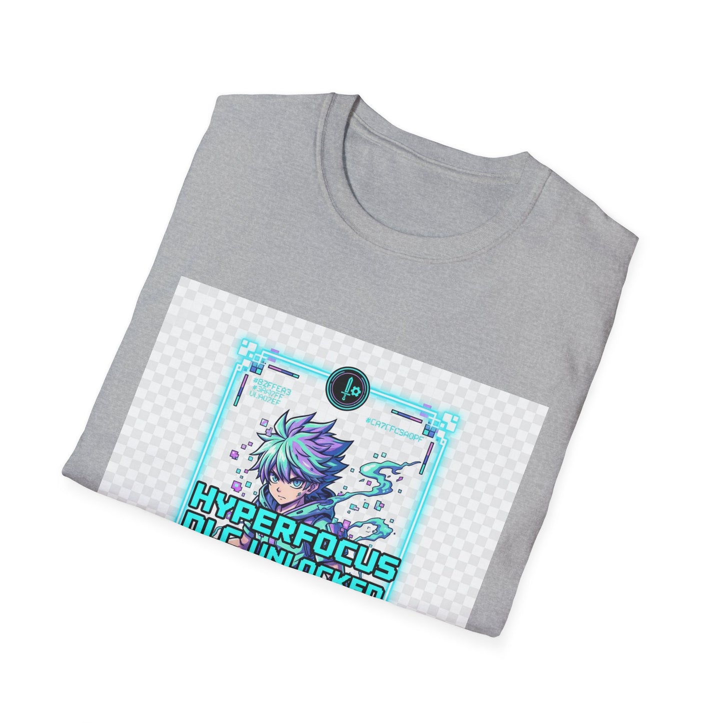 Cyberpunk Anime T-Shirt – Glitchcore Blue Neon Tee | Neurospicy Gamer Shirt, Otaku Aesthetic Clothing, Vaporwave Core Top
