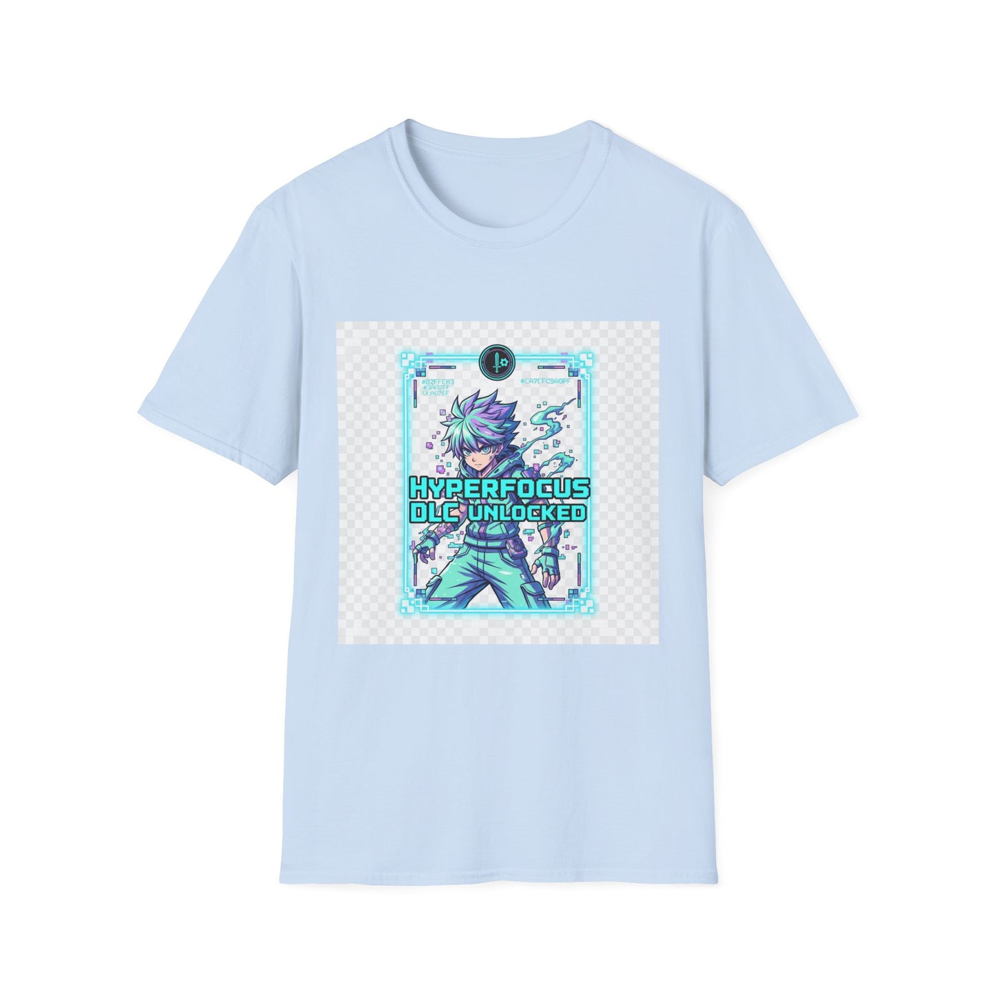 Cyberpunk Anime T-Shirt – Glitchcore Blue Neon Tee | Neurospicy Gamer Shirt, Otaku Aesthetic Clothing, Vaporwave Core Top