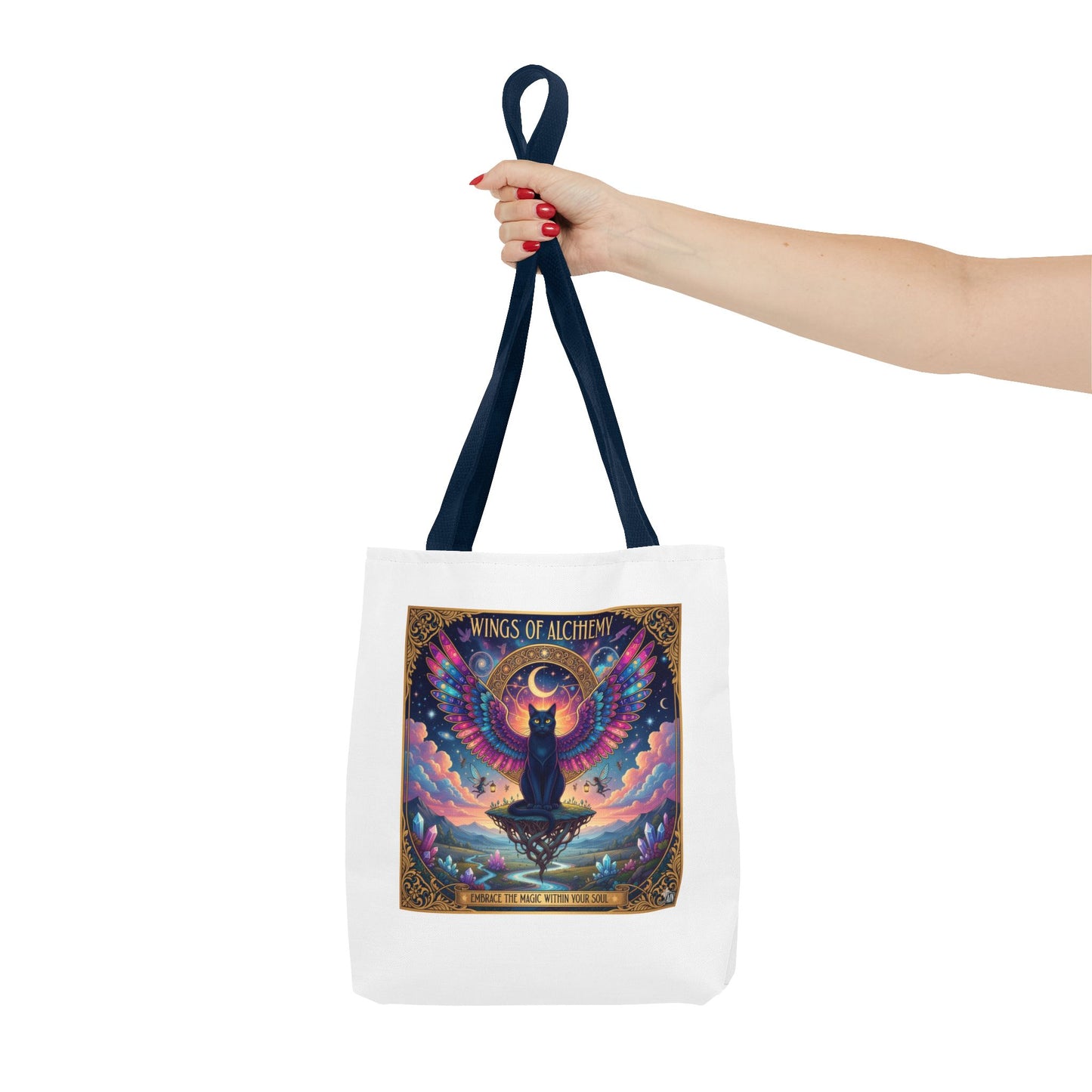 Wings of Alchemy Tote Bag, Colorful Art Tote, Cat Lover Gift, Bohemian Style Bag, Eco-Friendly Shopping Tote