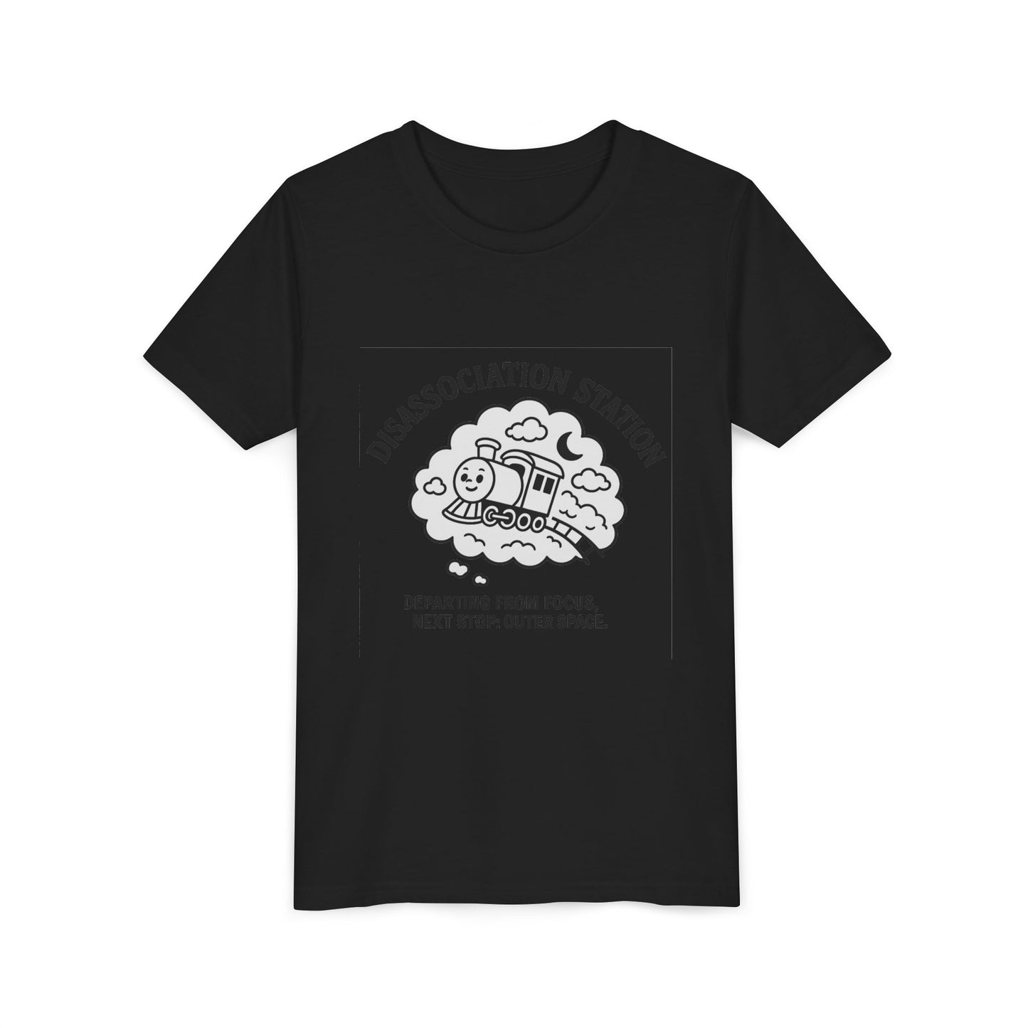 Disassociation Station Kids Tee - Fun Train Graphic, Youth Short Sleeve Shirt, Gift for Kids, Casual Everyday Wear, Cool Summer Top
