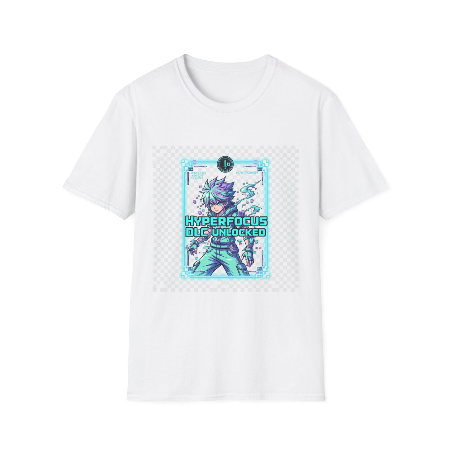 Cyberpunk Anime T-Shirt – Glitchcore Blue Neon Tee | Neurospicy Gamer Shirt, Otaku Aesthetic Clothing, Vaporwave Core Top