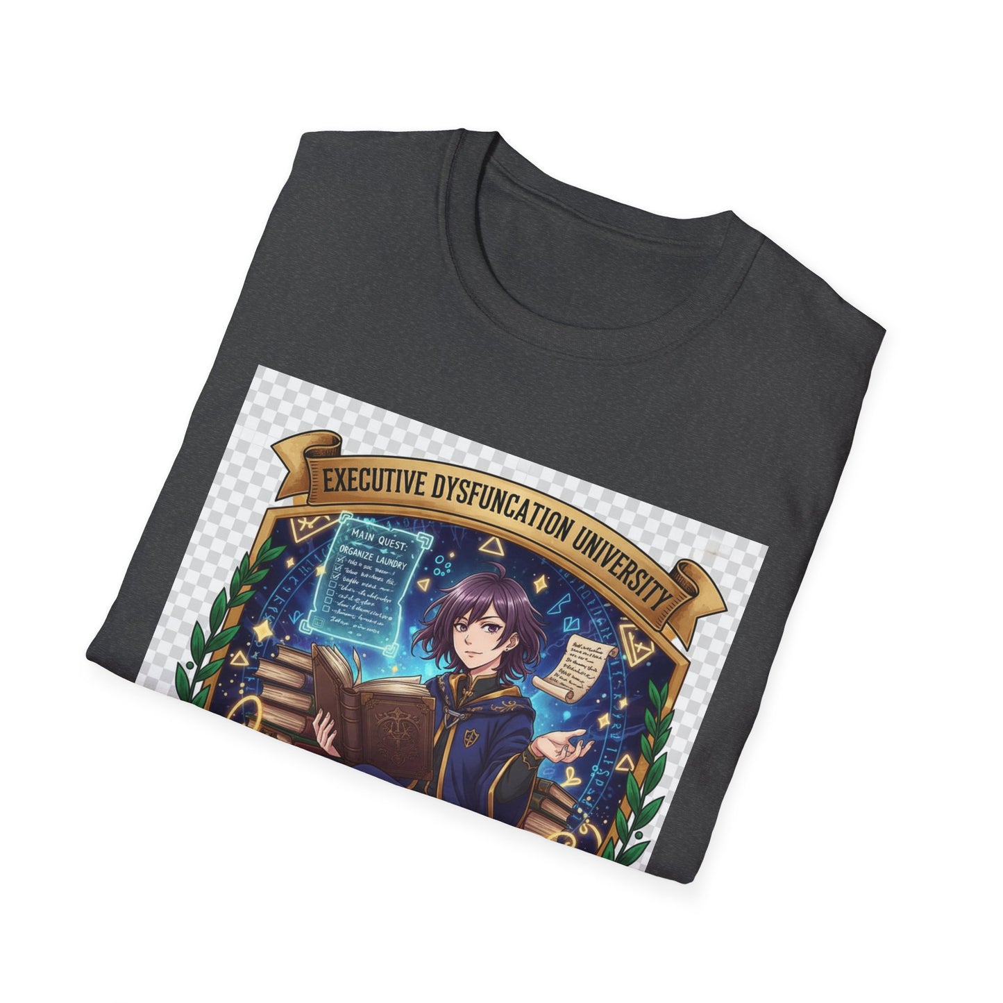 Executive Dysfunction University T-Shirt | Anime Overthinker’s Guild Tee, ADHD Humor Shirt, Otaku Academia Pride Top