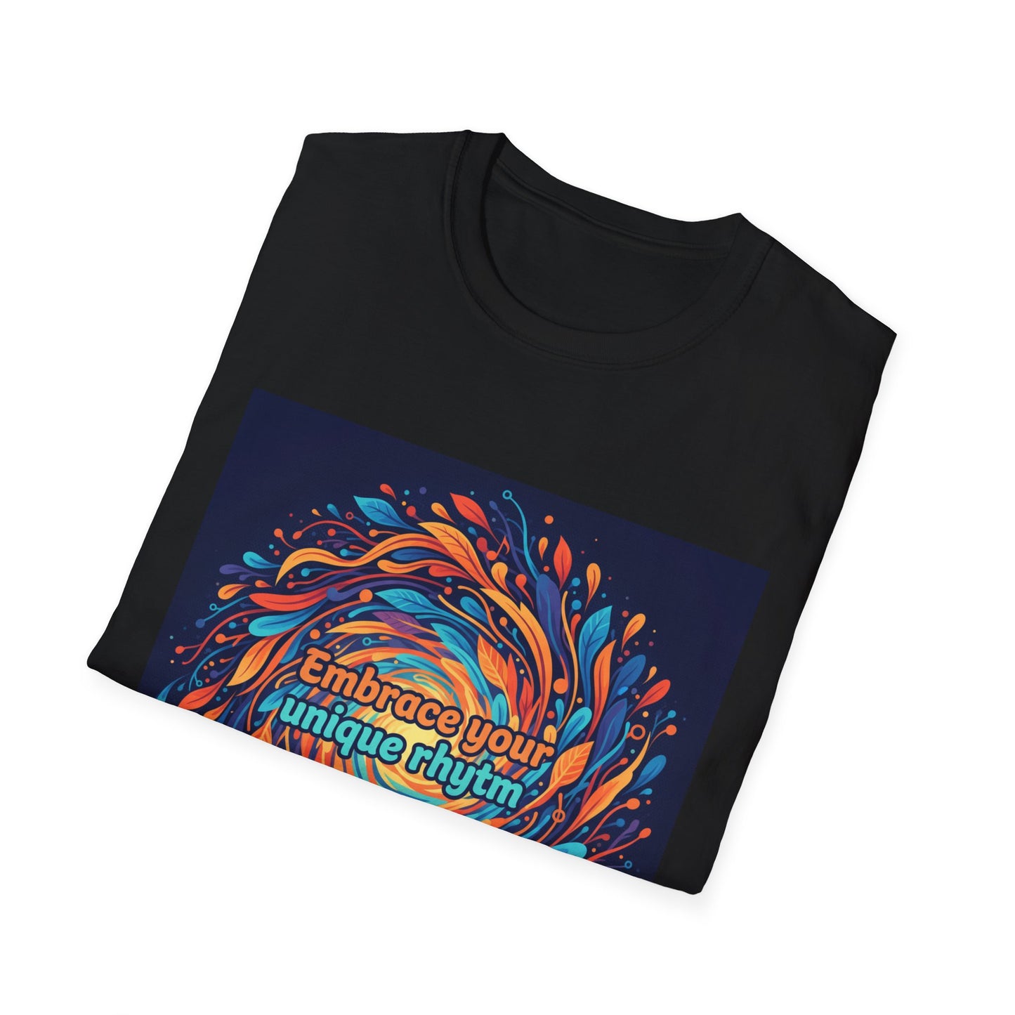 "Embrace Your Unique Rhythm" Neurodiversity-Inspired T-Shirt – Swirl Art Design on White Unisex Tee