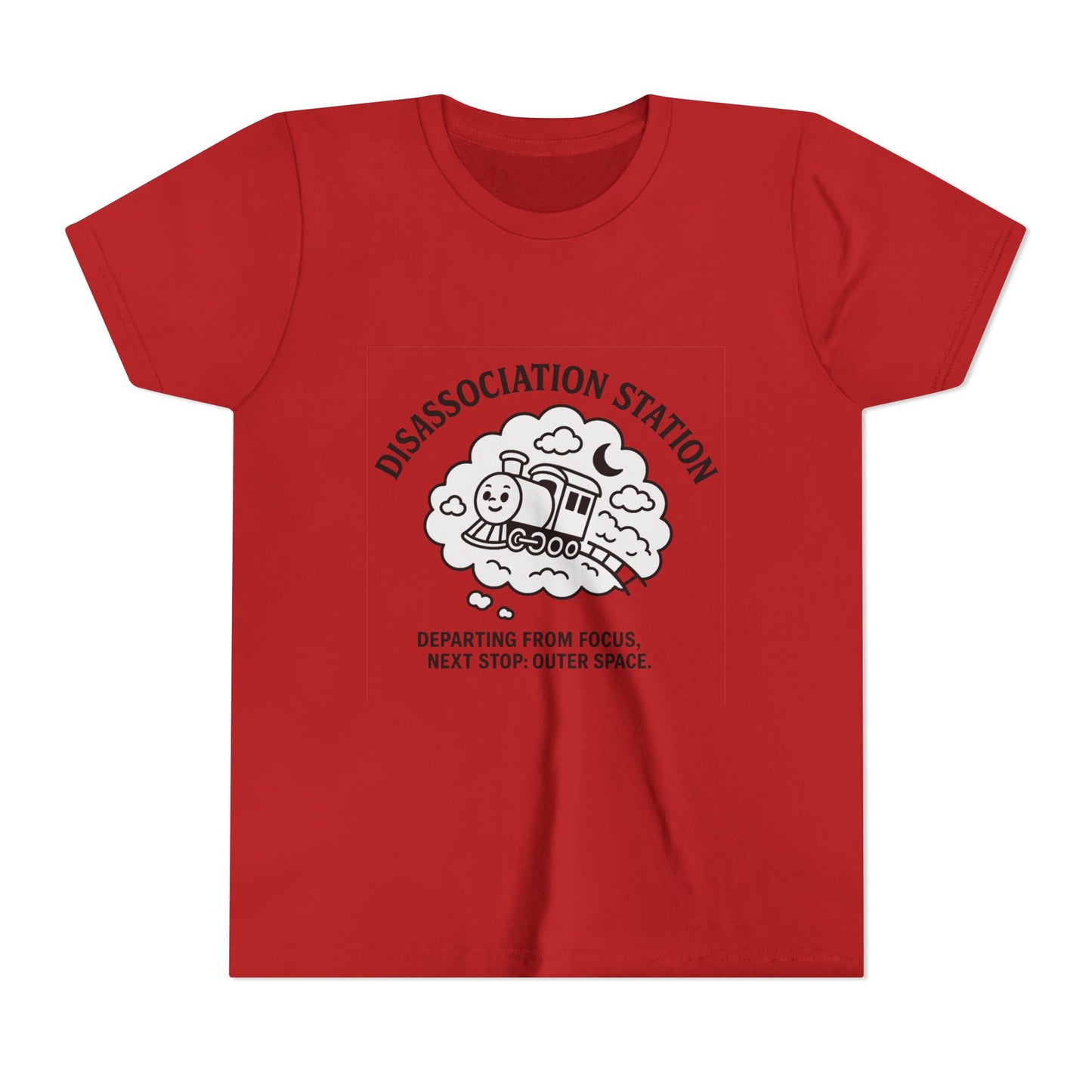 Disassociation Station Kids Tee - Fun Train Graphic, Youth Short Sleeve Shirt, Gift for Kids, Casual Everyday Wear, Cool Summer Top