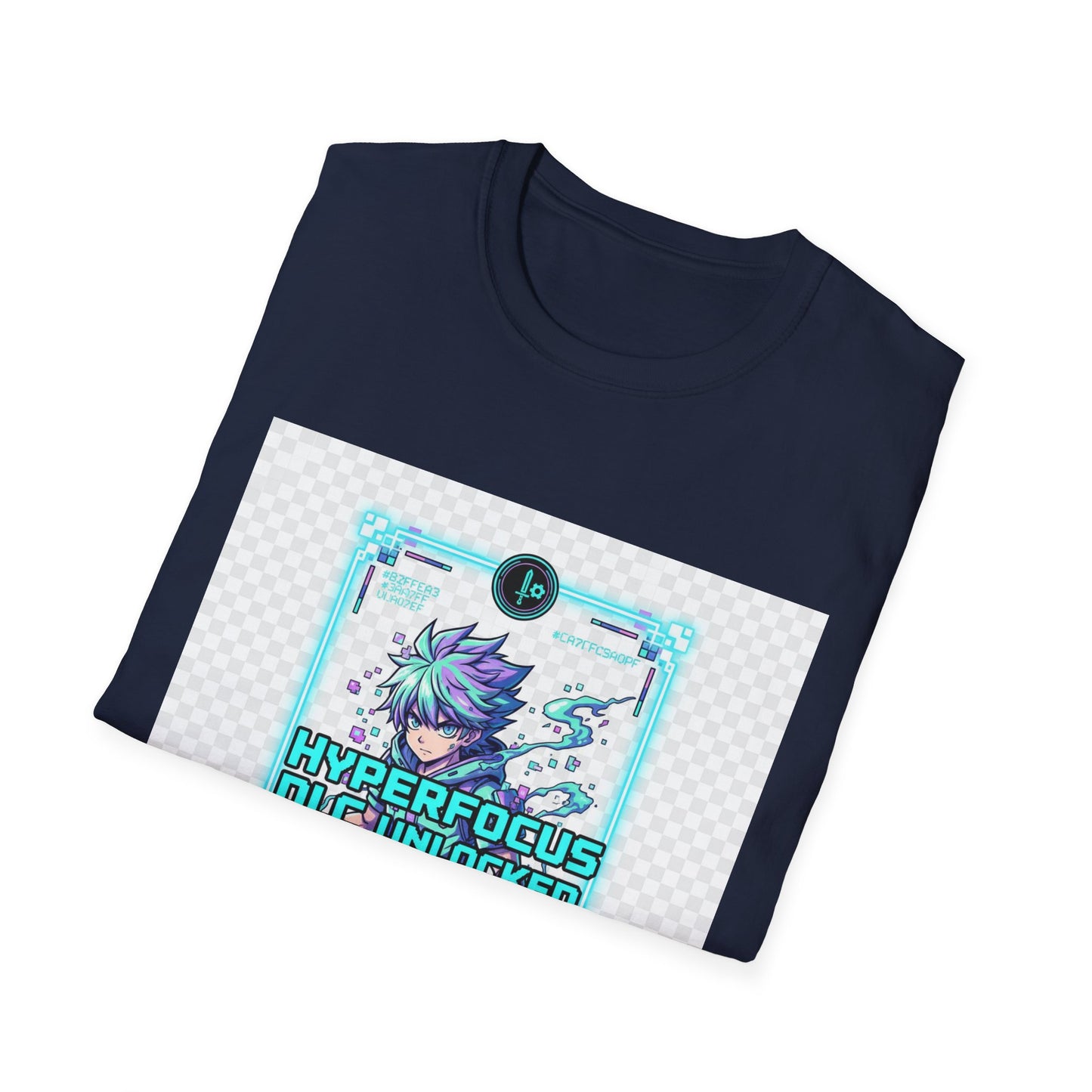 Cyberpunk Anime T-Shirt – Glitchcore Blue Neon Tee | Neurospicy Gamer Shirt, Otaku Aesthetic Clothing, Vaporwave Core Top