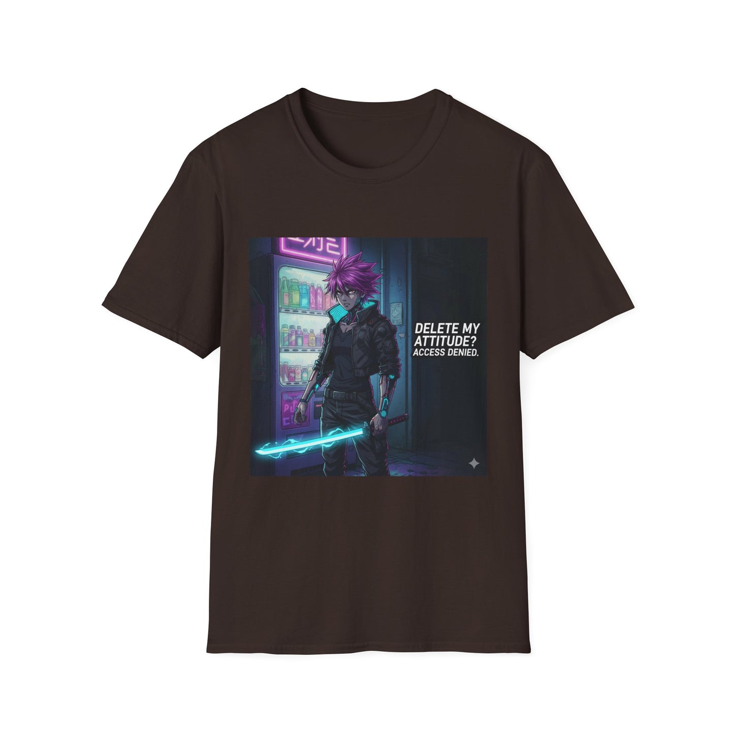Cyberpunk Samurai T-Shirt – “Delete My Attitude? Access Denied.” | Futuristic Anime Streetwear