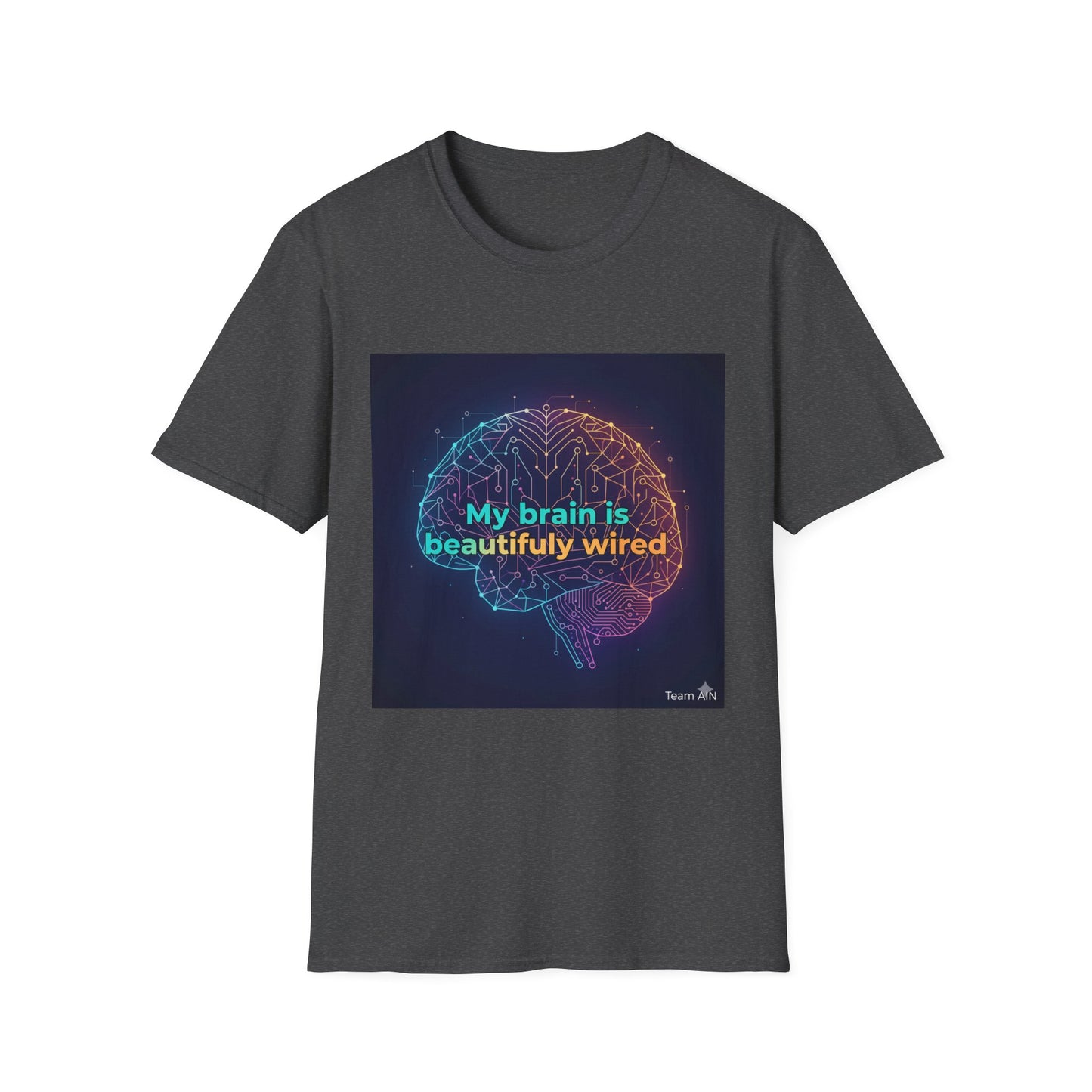"My Brain Is Beautifully Wired" Neurodiversity T-Shirt – Circuit Brain Design on White Tee