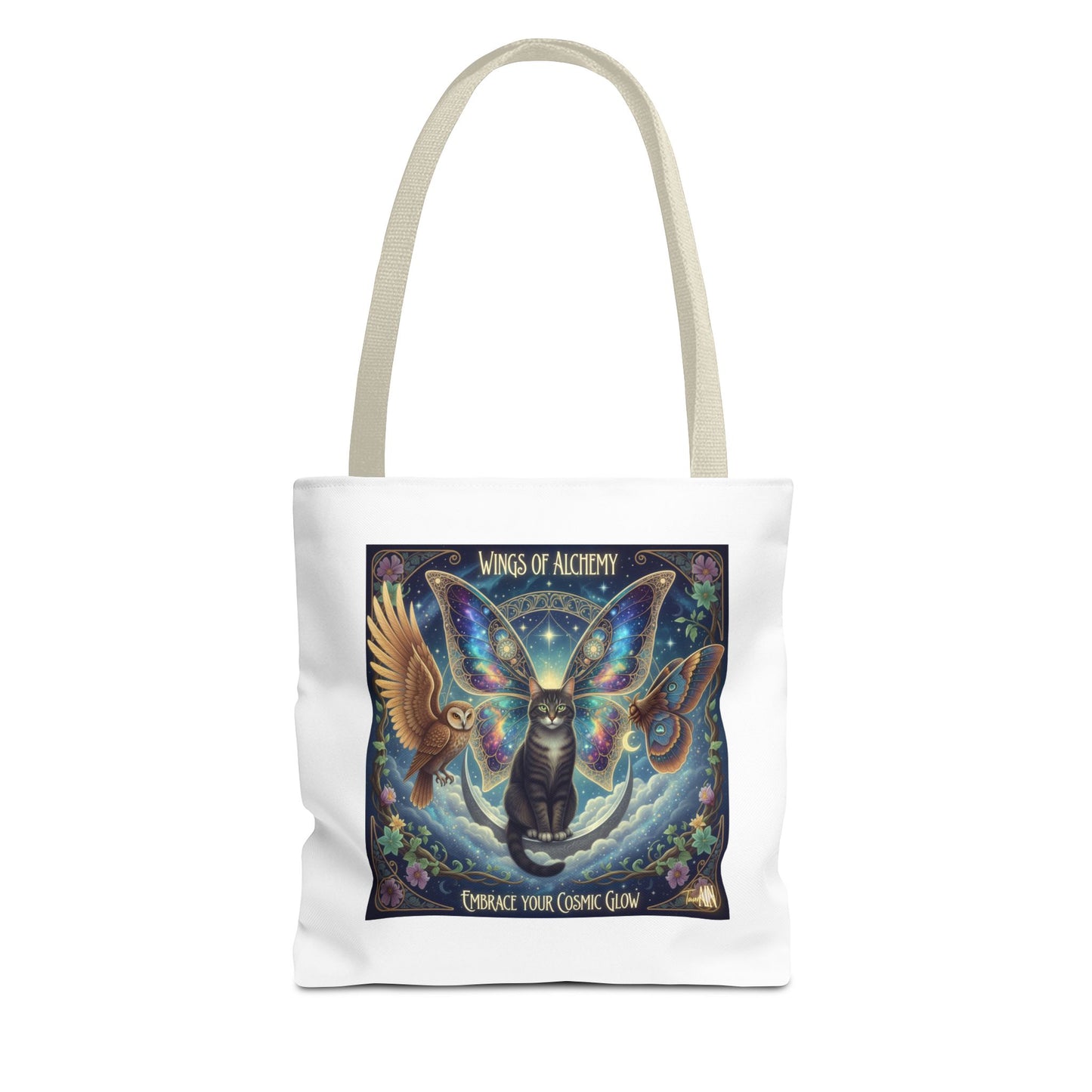 Mystical Cat Tote Bag - Wings of Alchemy, Perfect for Gifts, Shopping, Eco-Friendly Use, Festival Companion, Art Lovers