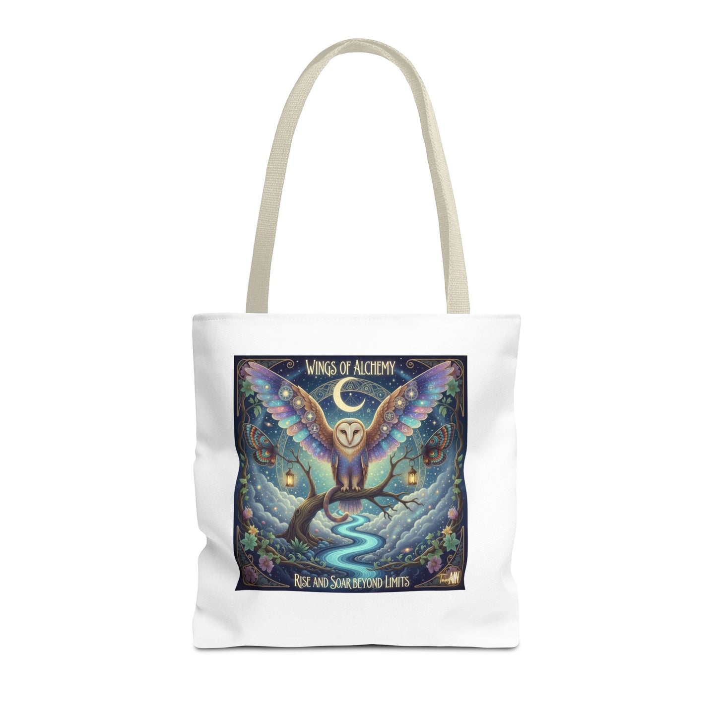 Wings of Alchemy Tote Bag, Whimsical Owl Design, Eco-Friendly Bag, Gift for Nature Lovers, Boho Style Shopping Bag