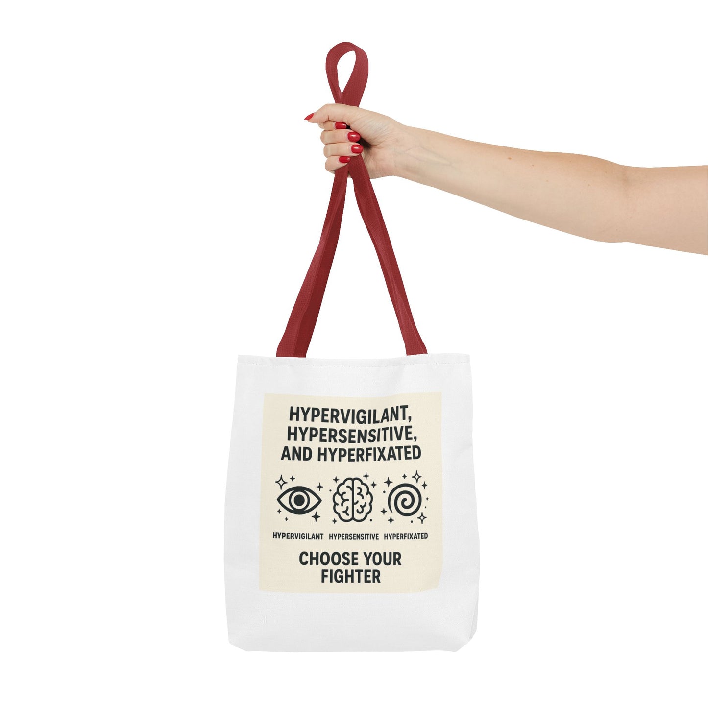 Hypervigilant Tote Bag - Choose Your Fighter, Eco-Friendly Bag, Gift for Mental Health Awareness, Adjustable Shoulder Bag