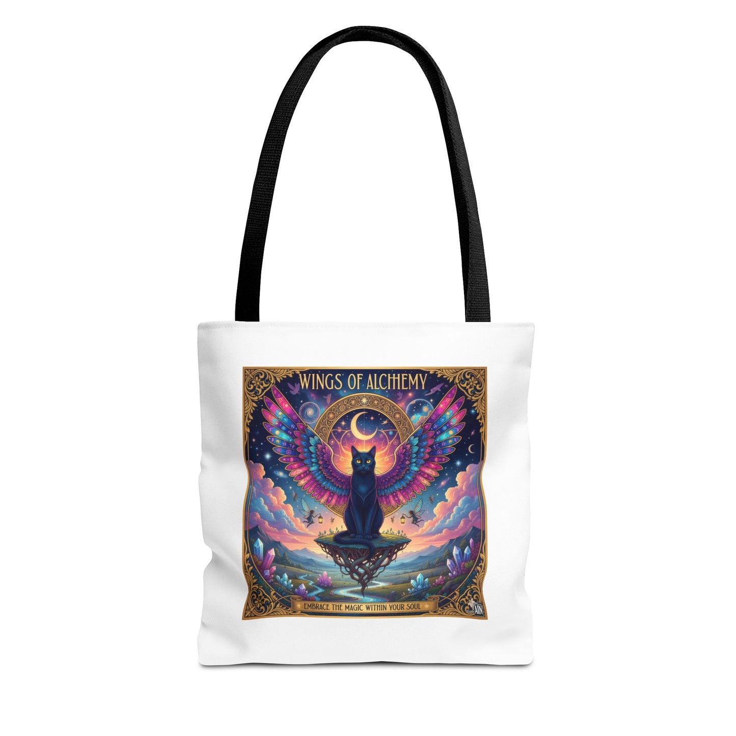 Wings of Alchemy Tote Bag, Colorful Art Tote, Cat Lover Gift, Bohemian Style Bag, Eco-Friendly Shopping Tote
