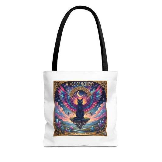 Wings of Alchemy Tote Bag, Colorful Art Tote, Cat Lover Gift, Bohemian Style Bag, Eco-Friendly Shopping Tote