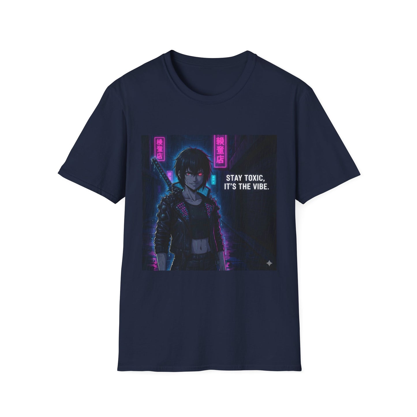 Cyberpunk Samurai T-Shirt – “Stay Toxic, It’s the Vibe” | Dark Anime Streetwear Graphic Tee