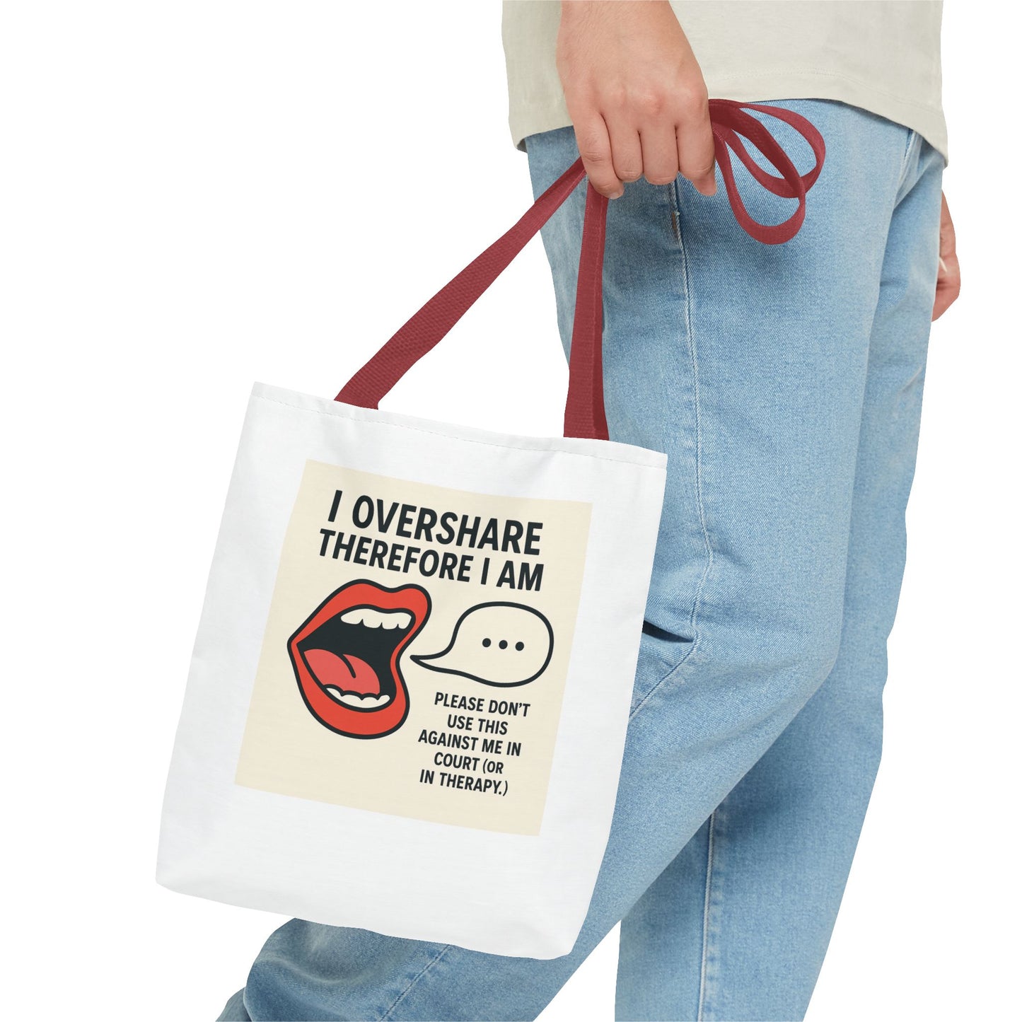 Overshare Tote Bag - Fun Therapist Gift, Cute Eco-Friendly Shopping Bag, Quirky Daily Companion, Unique Gift for Friends, Self-Care Reminder