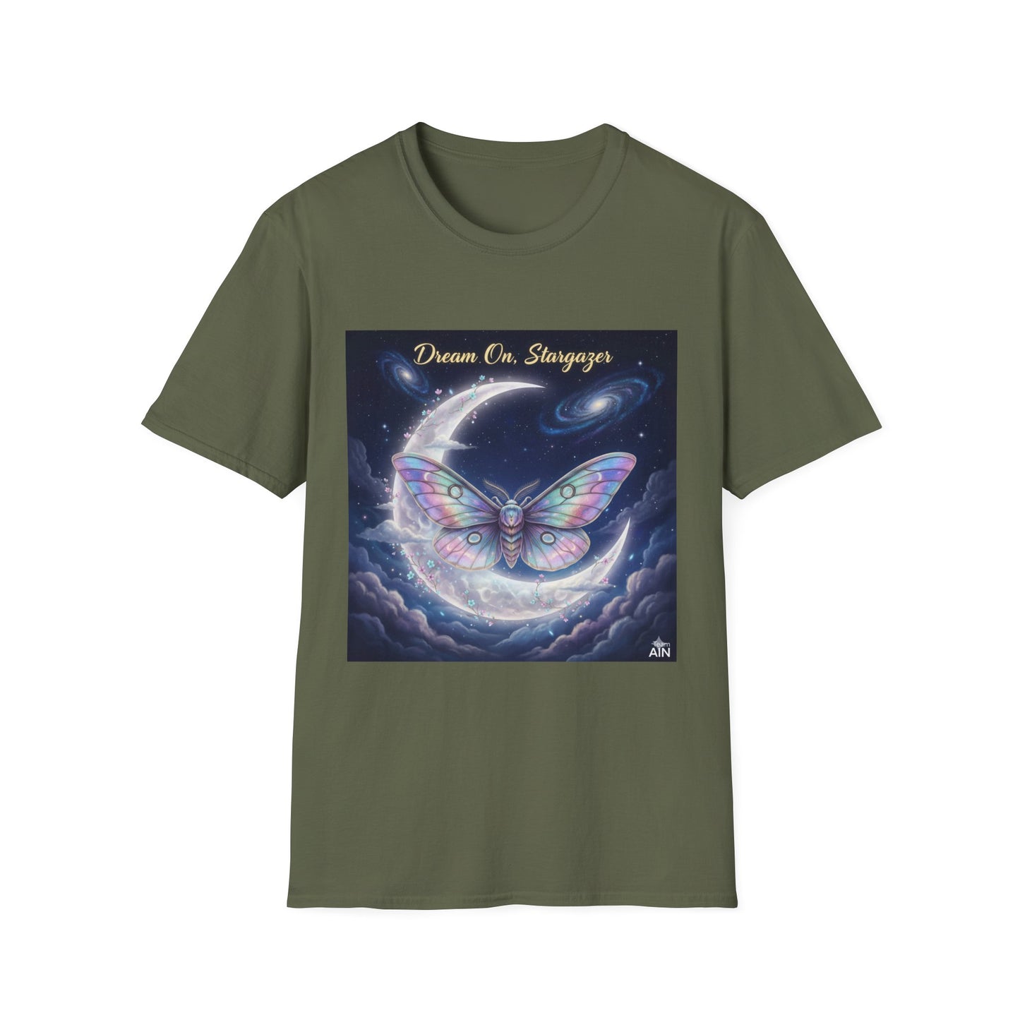 Butterfly Dreams Unisex T-Shirt | Softstyle Tee for Dreamers, Gifts for Her, Inspirational Apparel, Nature Lovers, Moon & Butterfly Design