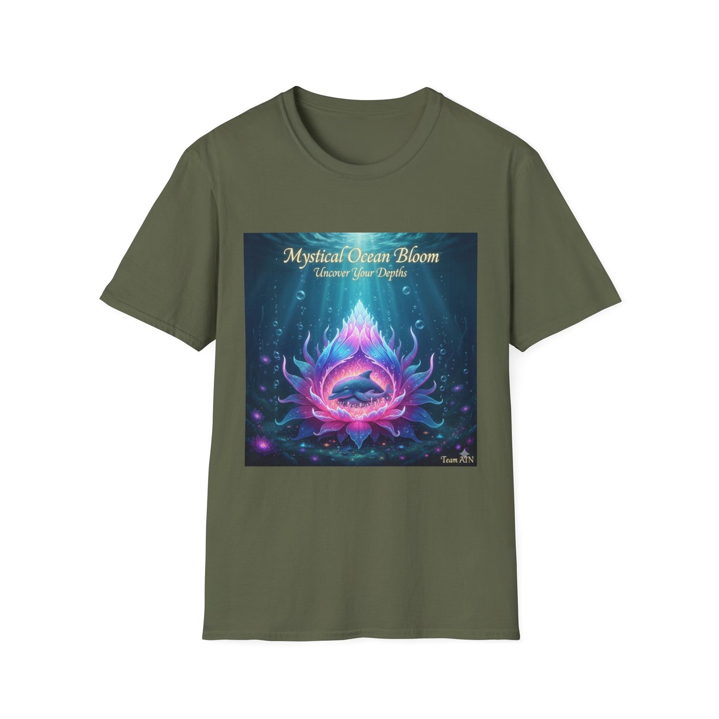 Mystical Ocean Bloom Unisex T-Shirt, Spiritual Tee, Ocean Lover Gift, Meditation Shirt, Eco-Friendly Apparel, Trendy Graphic Top