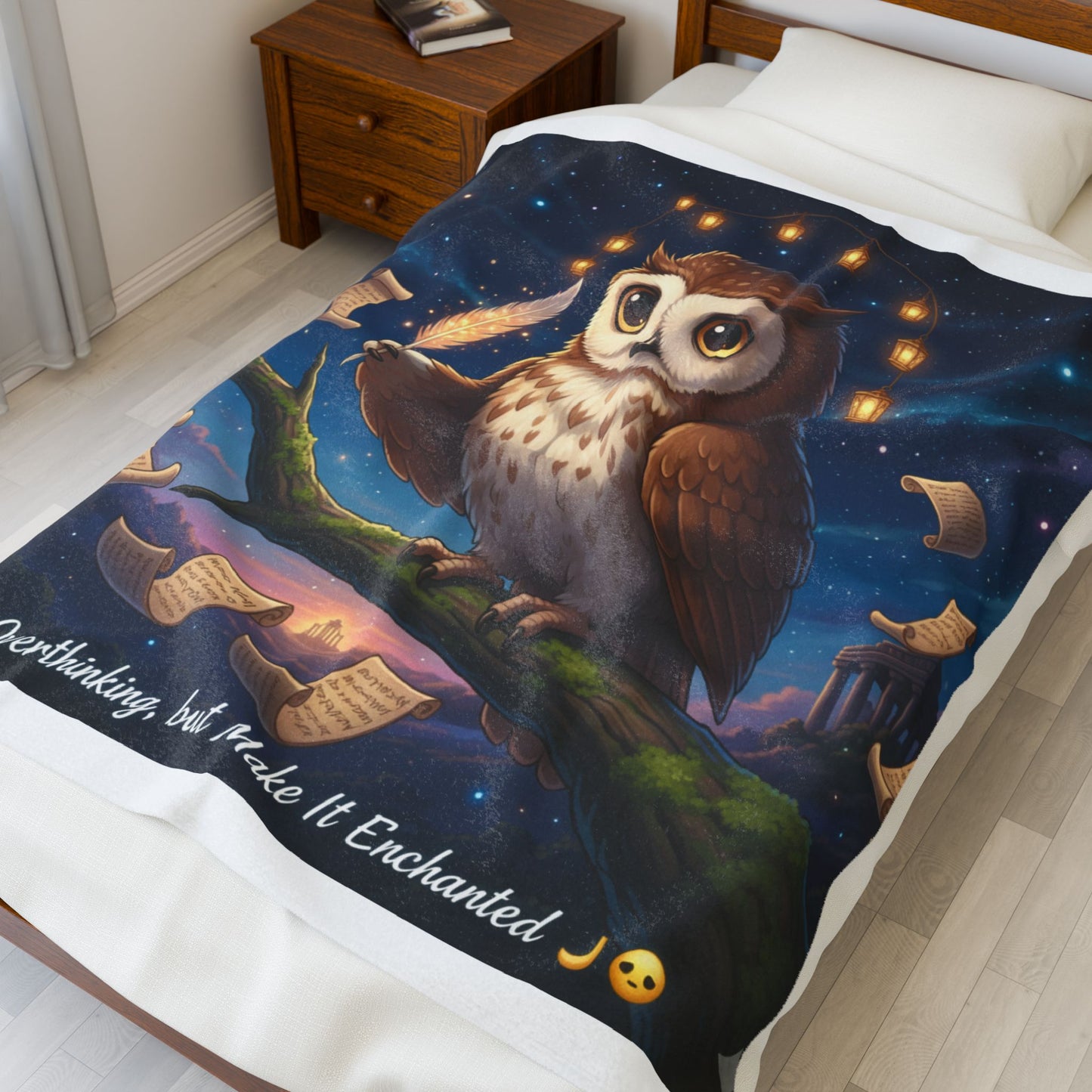 Overthinking Owl Blanket | Enchanted Night Sky Cozy Throw