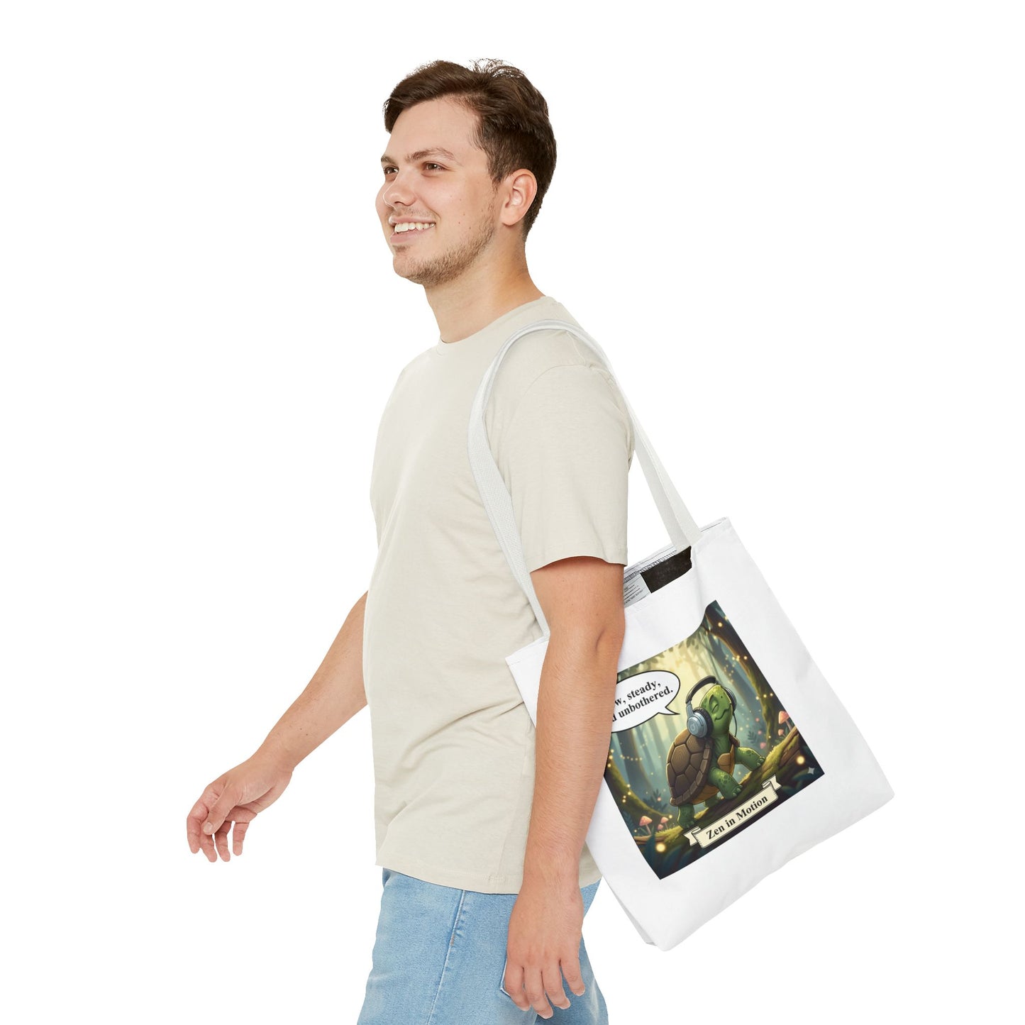 Zen Turtle Tote Bag - Slow and Steady, Inspirational Bag for Nature Lovers, Eco-Friendly Shopping, Gift for Friends, Yoga, Mindfulness