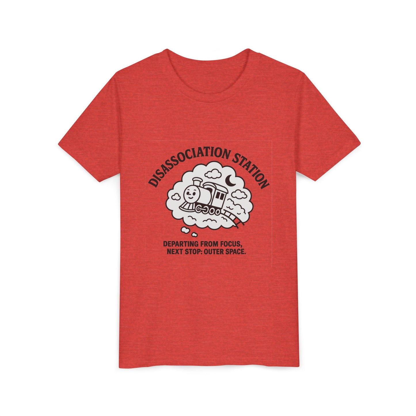 Disassociation Station Kids Tee - Fun Train Graphic, Youth Short Sleeve Shirt, Gift for Kids, Casual Everyday Wear, Cool Summer Top