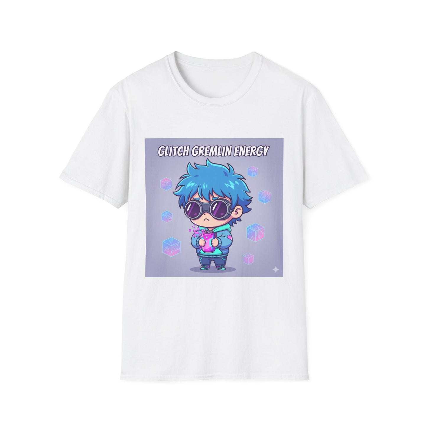Chibi Gamer T-Shirt – “Glitch Gremlin Energy” | Cute Cyberpunk Streetwear Tee