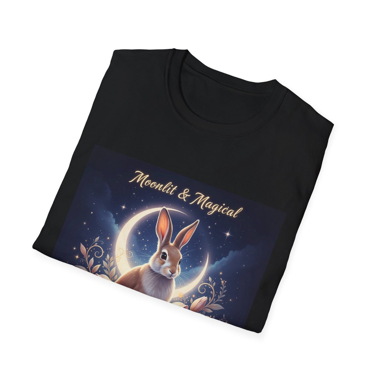 Moonlit & Magical Rabbit Unisex T-Shirt, Cute Rabbit Tee, Gift for Animal Lovers, Casual Wear, Nature Enthusiasts, Birthday Gift